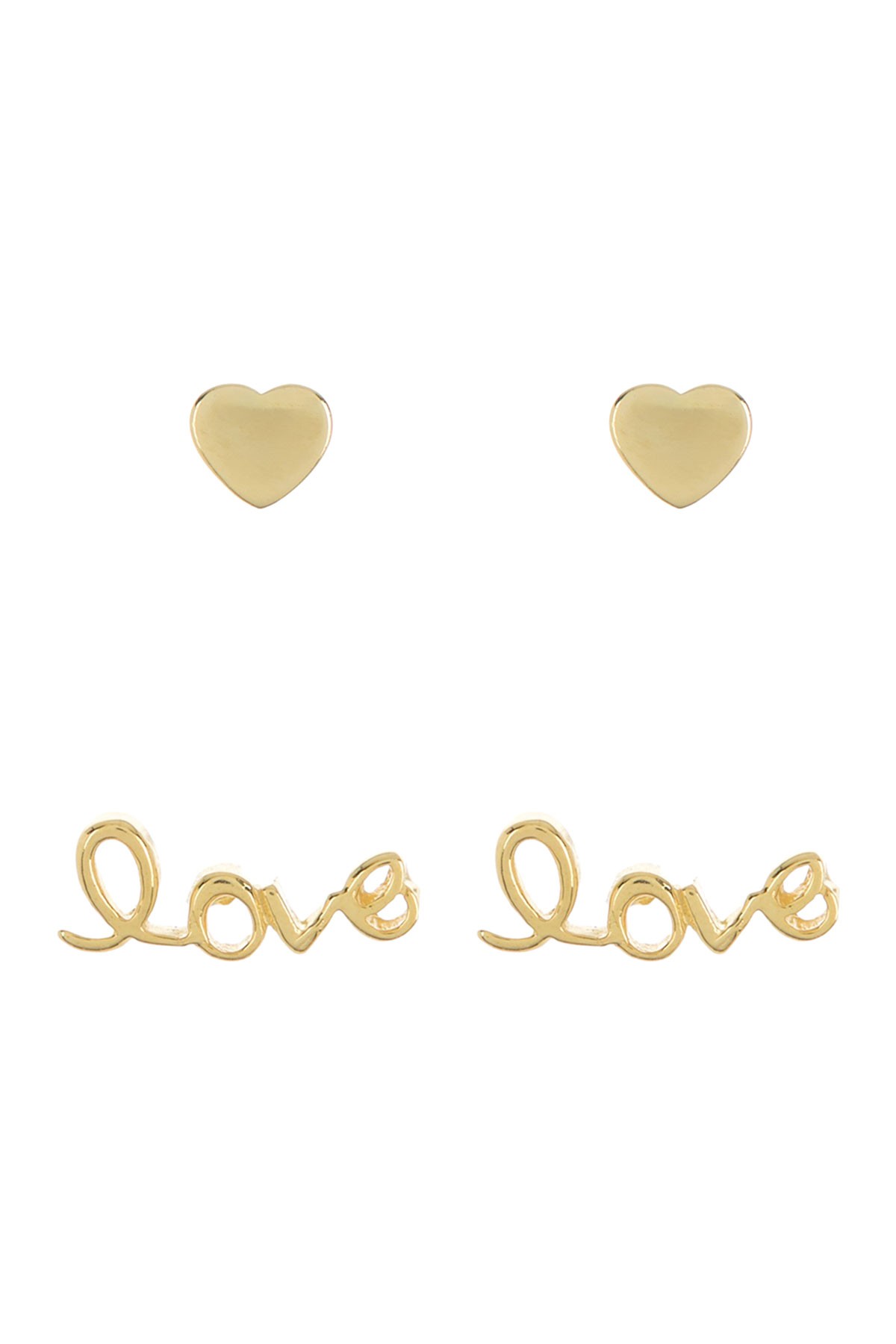 Серьги-гвоздики Love & Heart из стерлингового серебра с покрытием из 14-каратного золота Argento Vivo