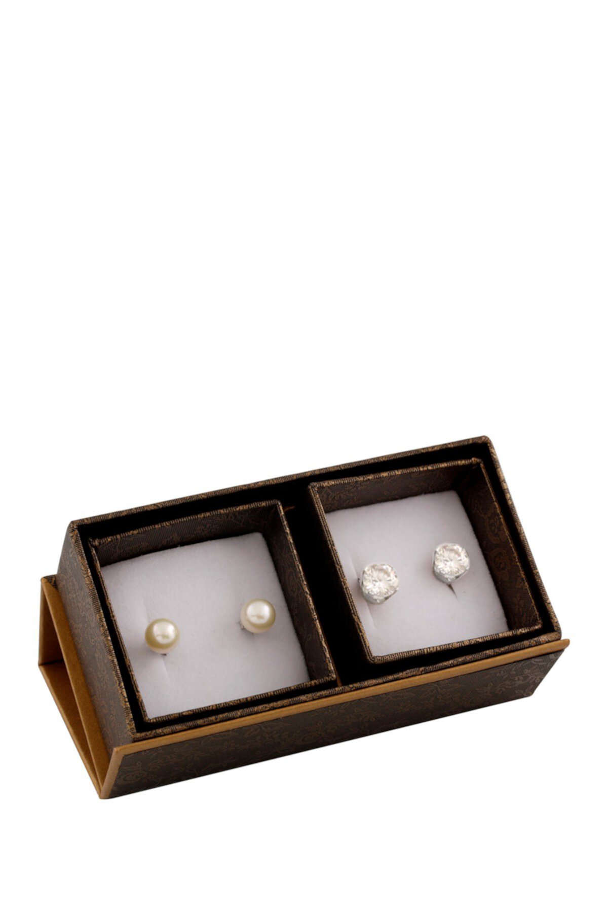 Серьги-гвоздики с культивированным пресноводным жемчугом 8-8,5 мм с CZ и 8-8,5 мм Splendid Pearls