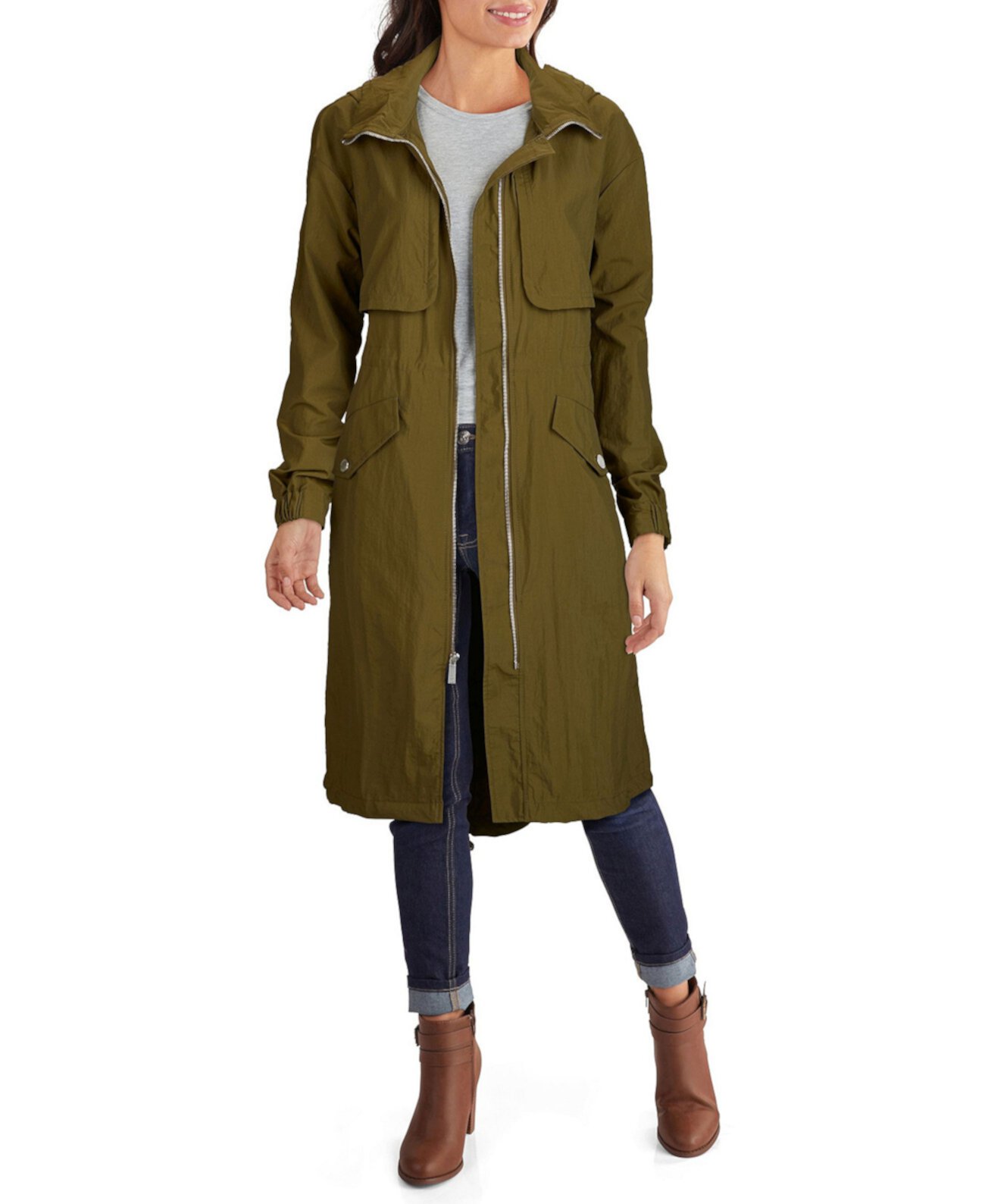 Женское пальто-анорак с капюшоном и складками Kenneth Cole