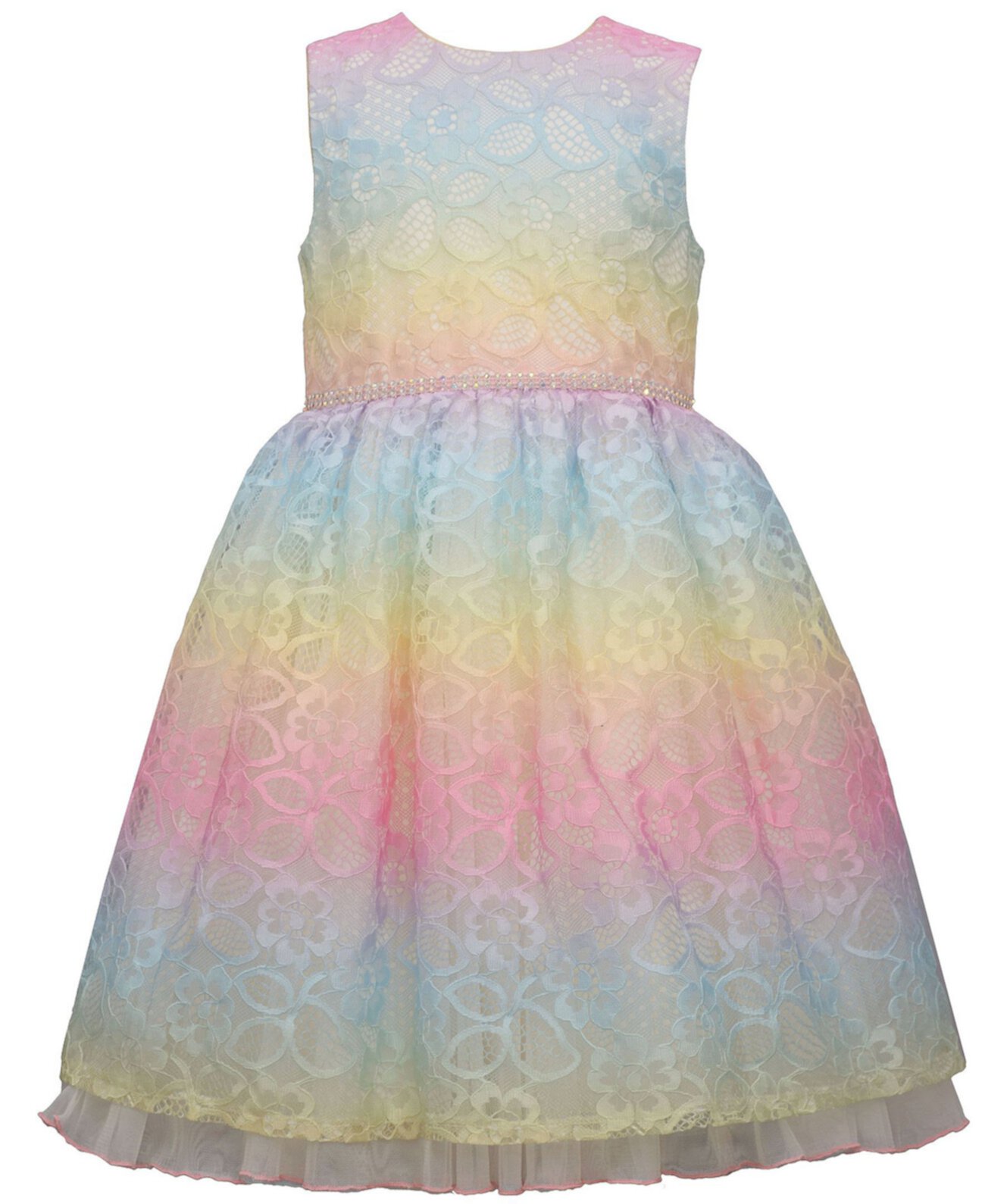 Радужное кружевное платье Dirndl для маленьких девочек с блестящей отделкой на талии Bonnie Jean