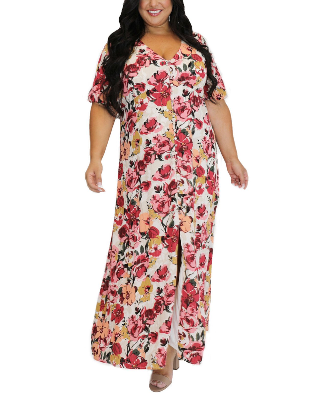Женское макси-платье большого размера с разрезом спереди в крестьянском стиле Maree Pour Toi