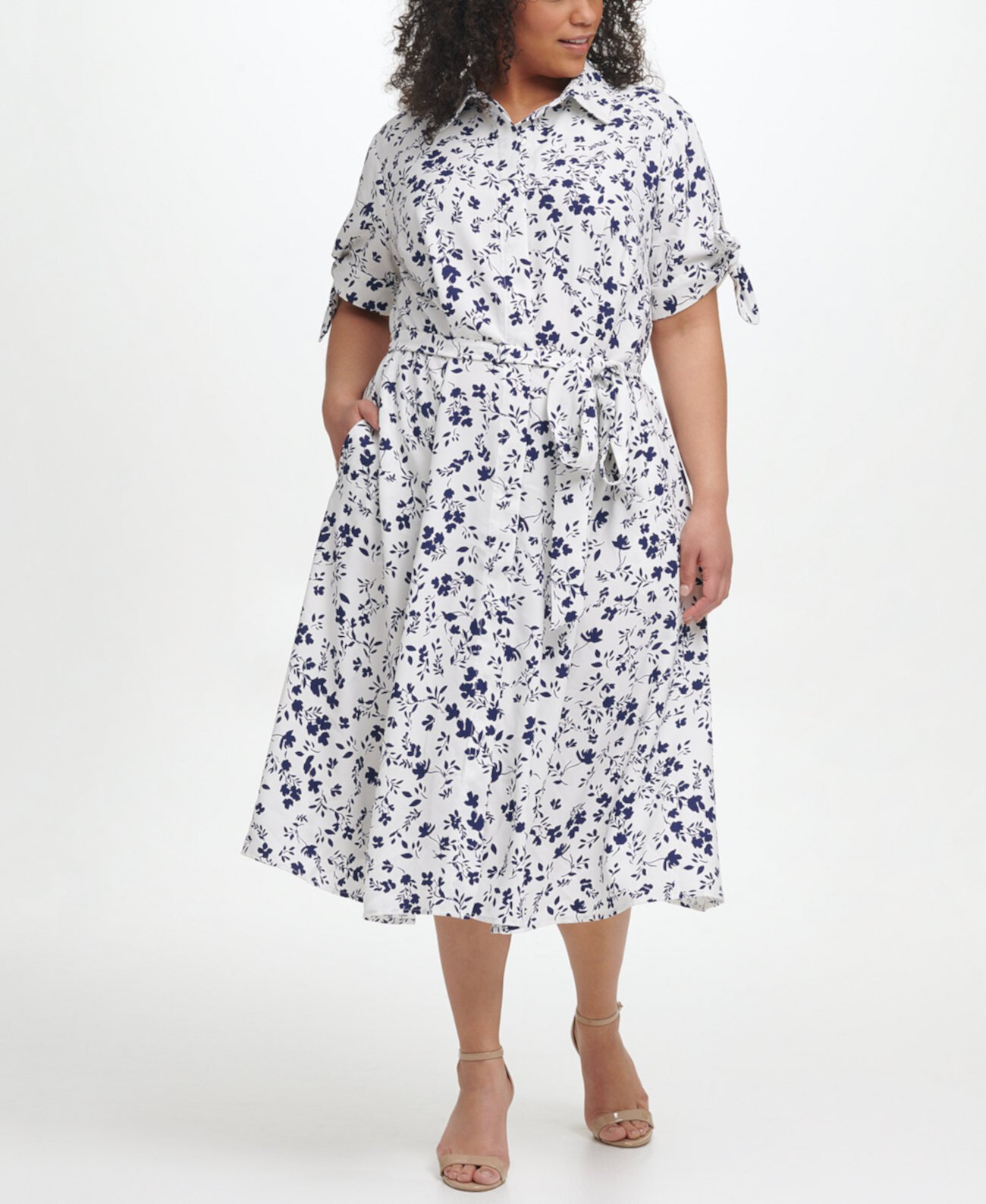 Платье-рубашка большого размера с цветочным принтом Calvin Klein