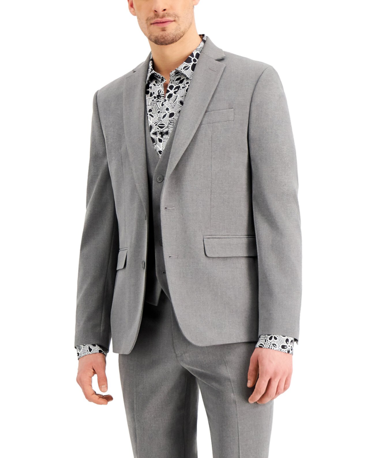 Мужской серый однотонный пиджак облегающего кроя, созданный для Macy's I.N.C. International Concepts