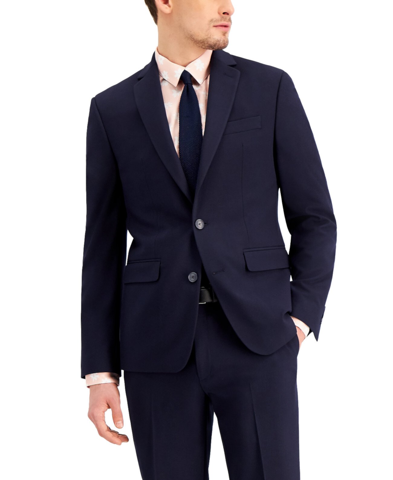 Однотонный мужской приталенный пиджак темно-синего цвета, созданный для Macy's I.N.C. International Concepts