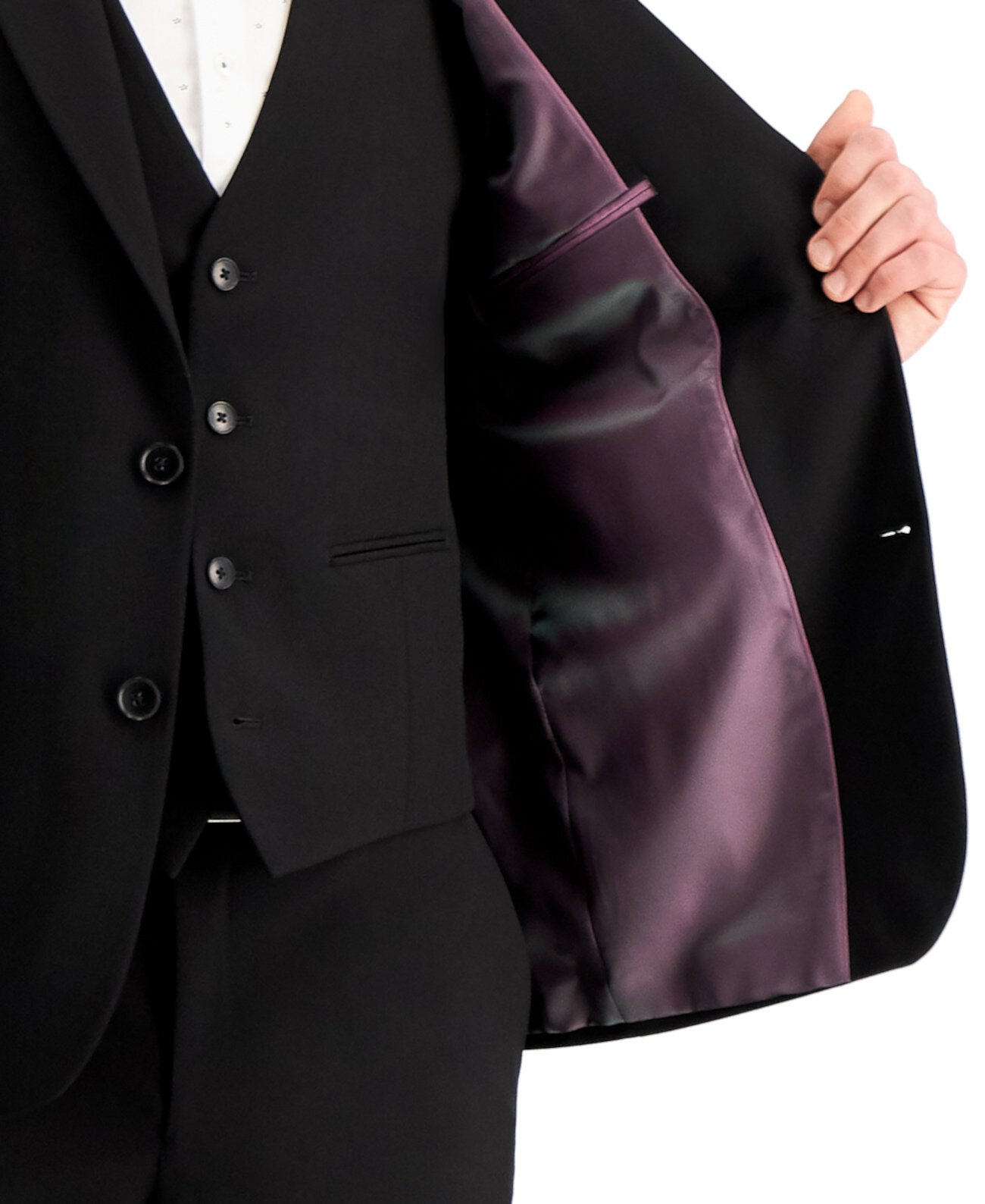 Черный однотонный мужской приталенный пиджак, созданный для Macy's I.N.C. International Concepts