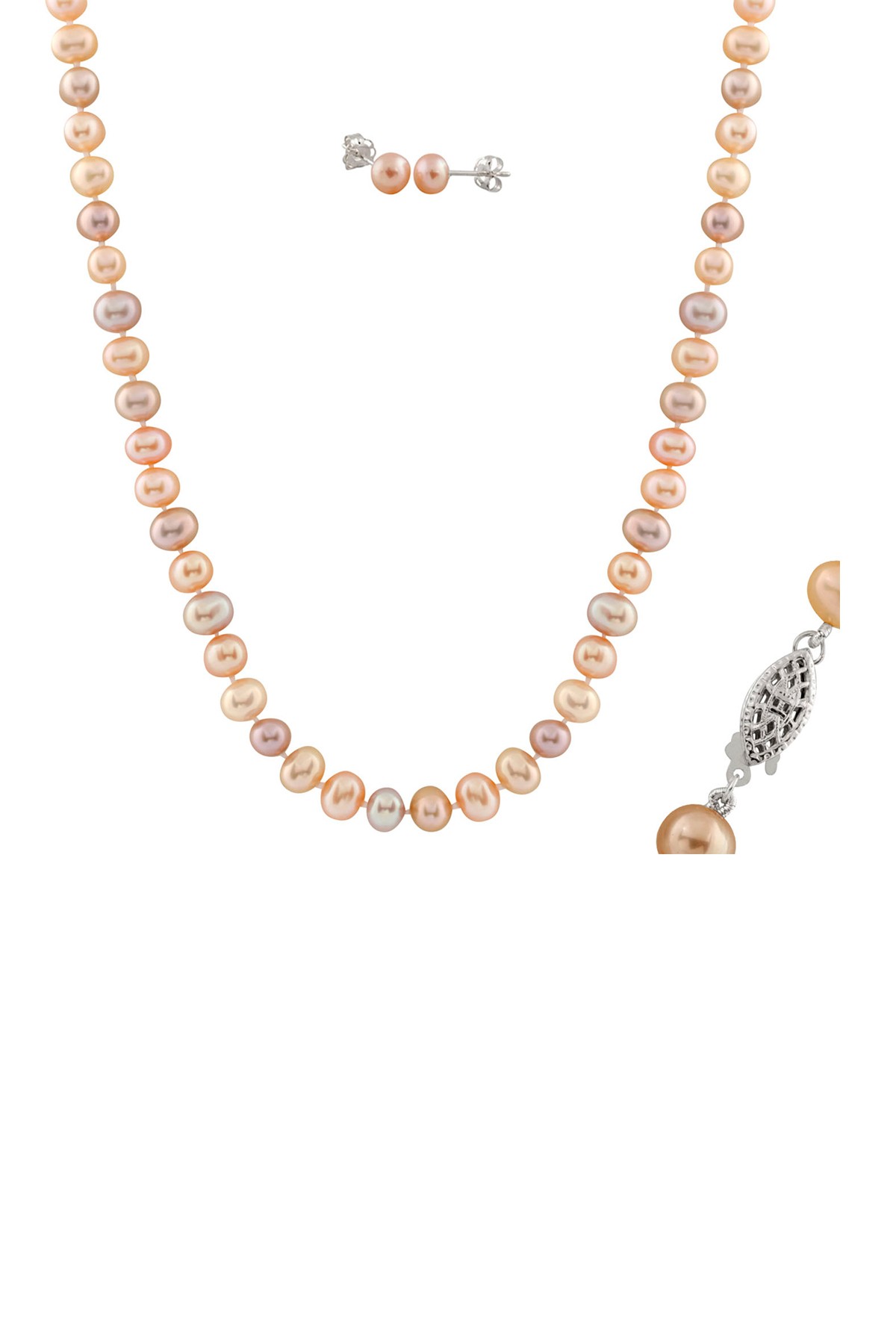 Набор одинарных ниток и серег-гвоздиков с пресноводным жемчугом 10-11 мм Splendid Pearls