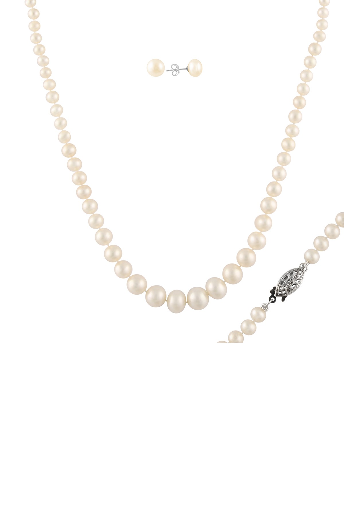 Комплект ожерелья и серег с пресноводной грушей 11-12 мм Splendid Pearls