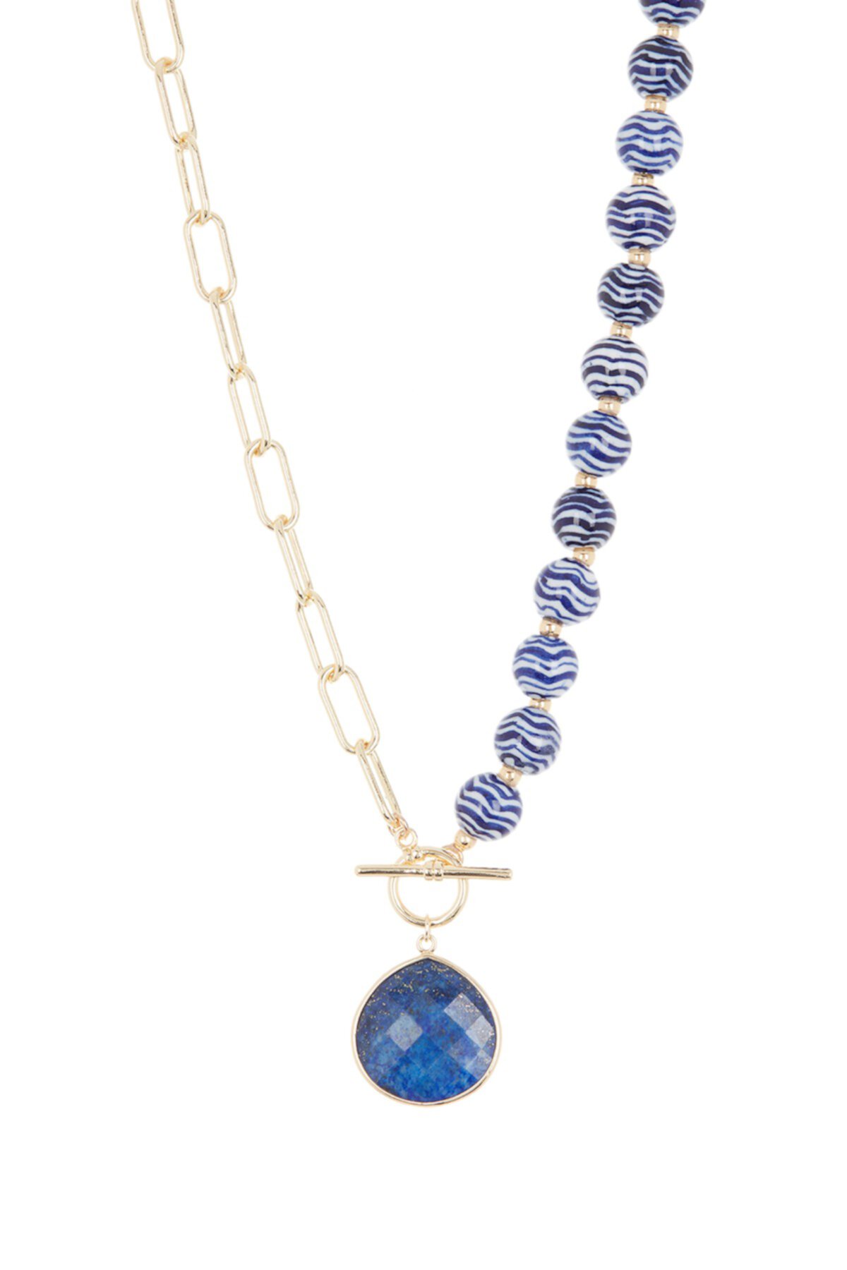 Синее ожерелье с подвеской из бусин Миллефиори с лазуритом Panacea