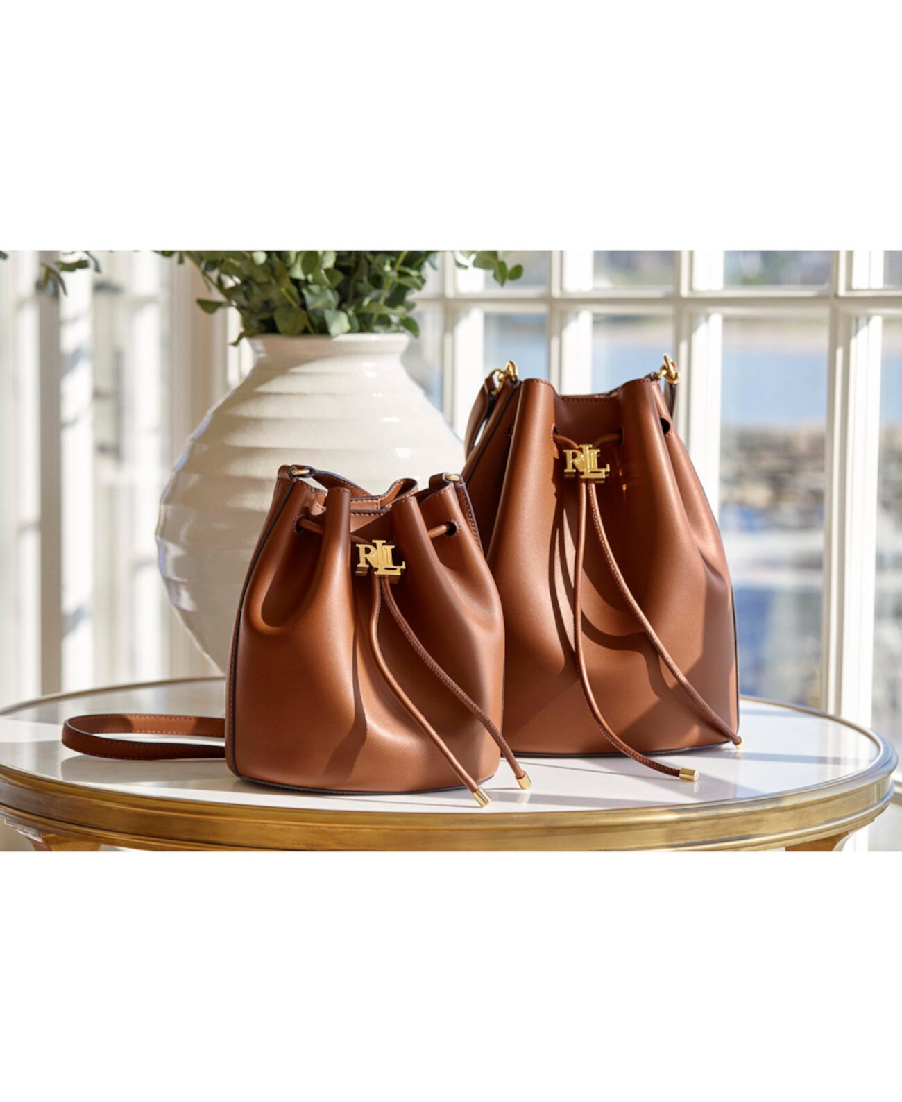 Большая кожаная сумка Andie на шнурке Ralph Lauren