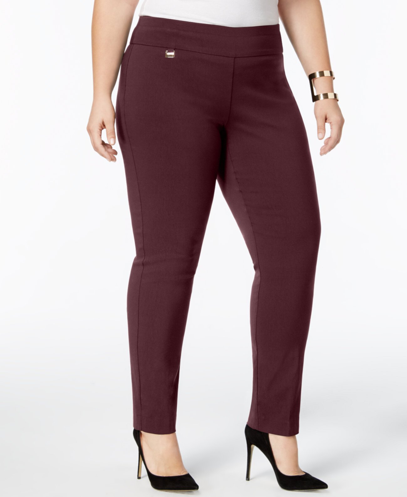 Plus & Petite Plus Size Tummy-Control Pull-On Skinny Pants, Created for Macy's Alfani