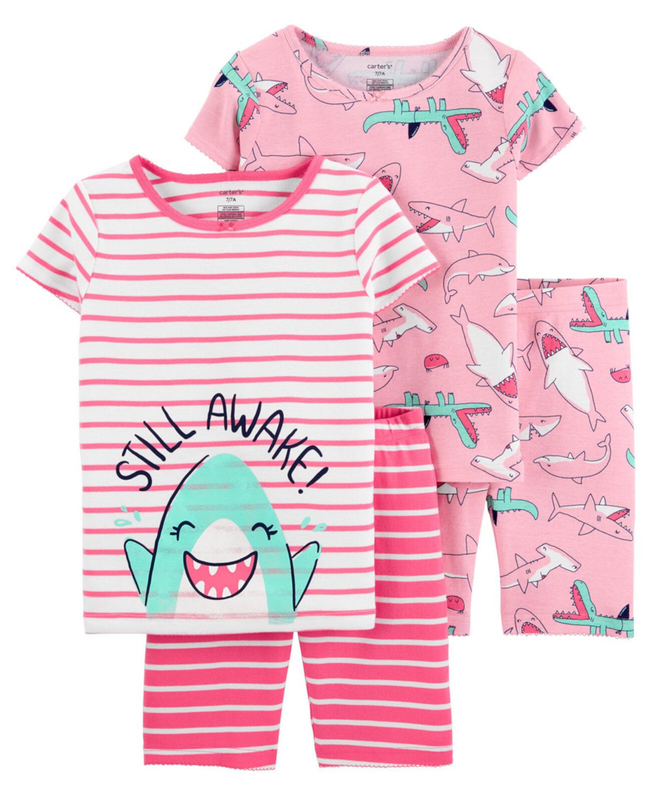 Хлопковые пижамы Little Girls Shark, 4 шт. Carter's