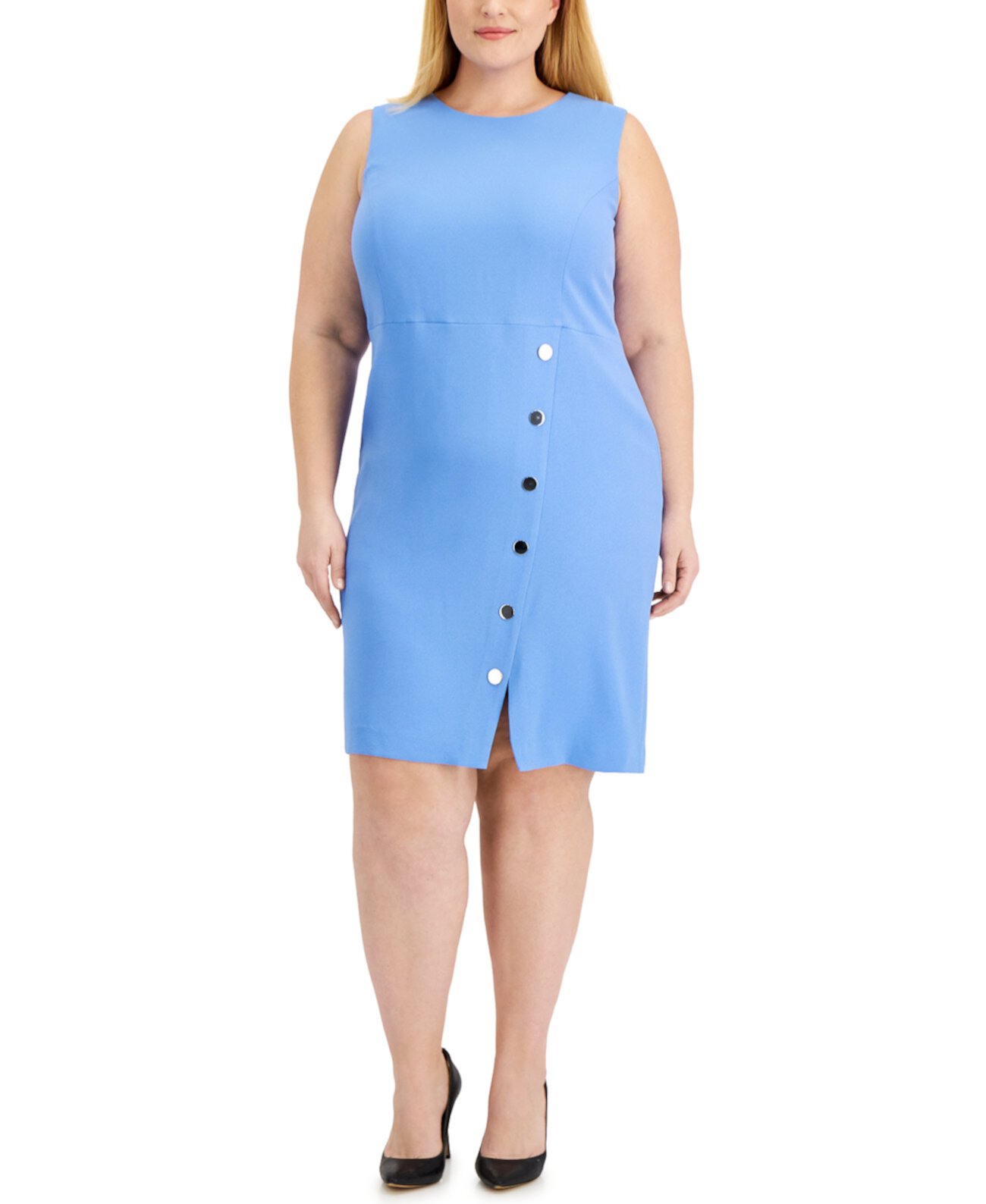 Асимметричное платье больших размеров с кнопками Kasper