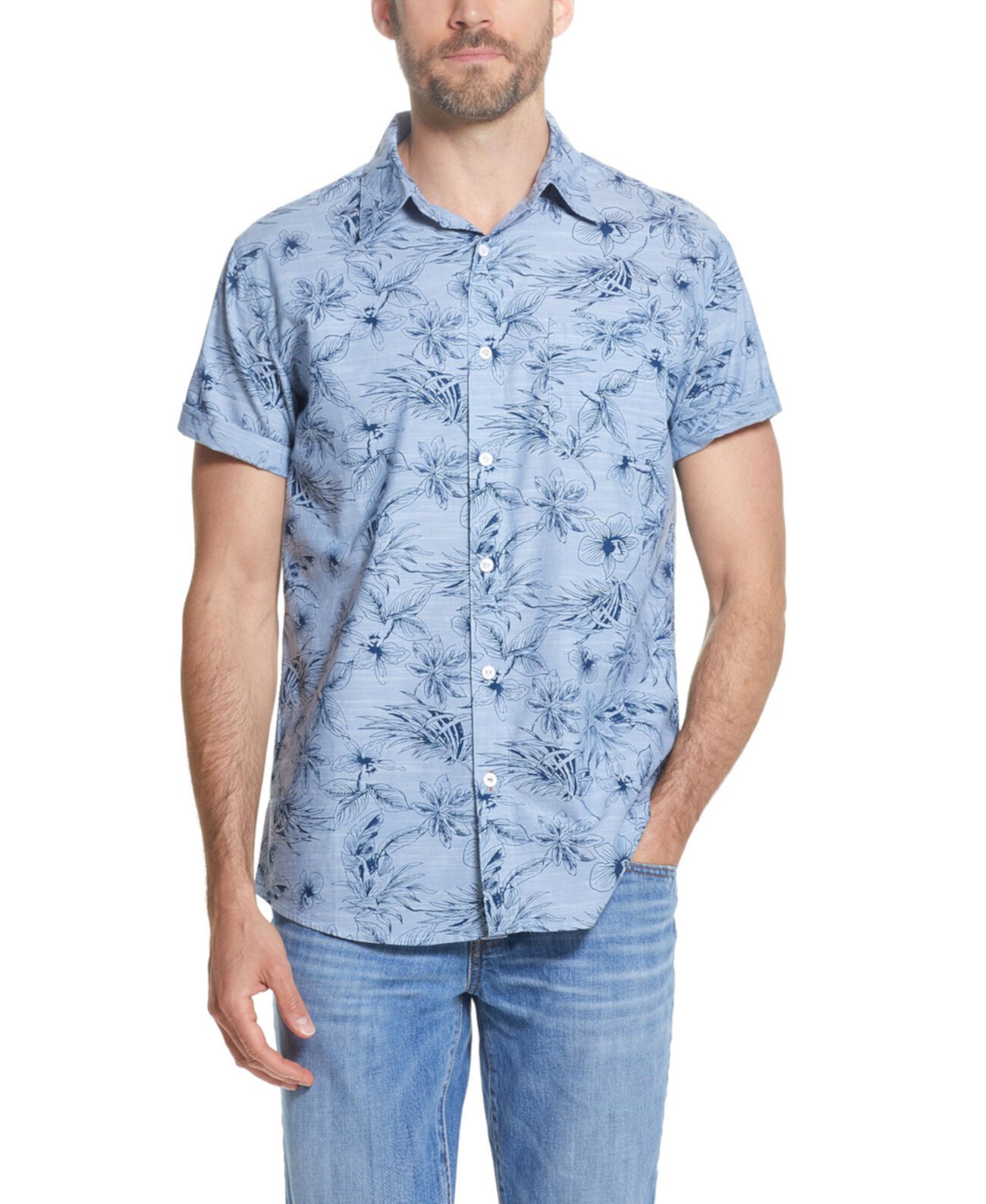 Мужская рубашка с коротким рукавом из шамбре с цветочным принтом Weatherproof Vintage