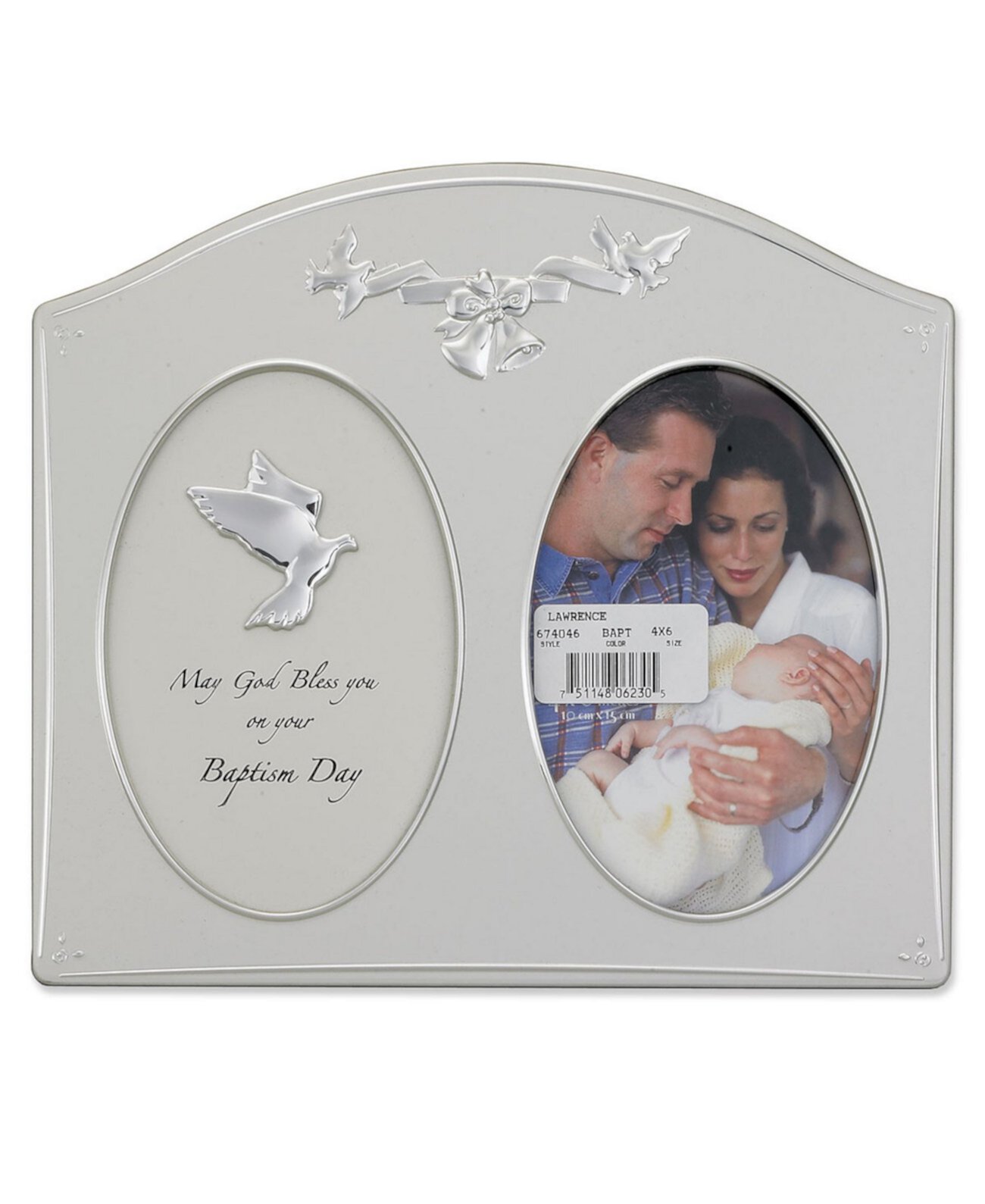 Серебряная металлическая рамка для фотографий Дня крещения - 4 "x 6" Lawrence Frames