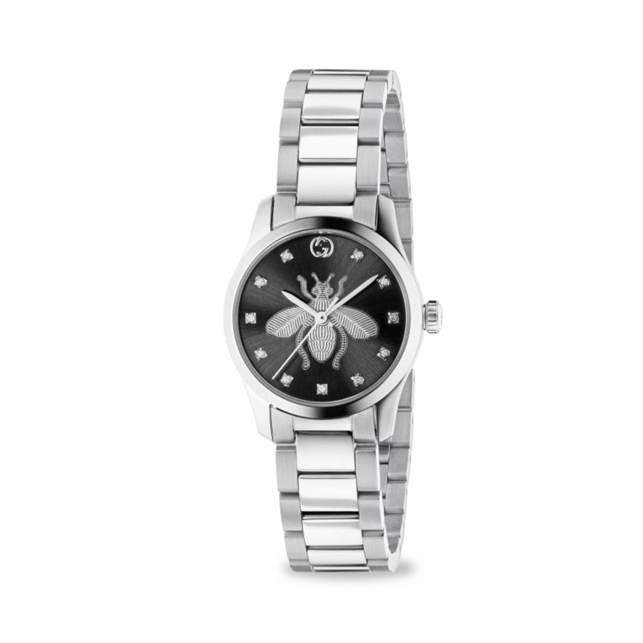 Нержавеющая сталь G-Timeless & amp; Часы-браслет Diamond Bee Dial GUCCI