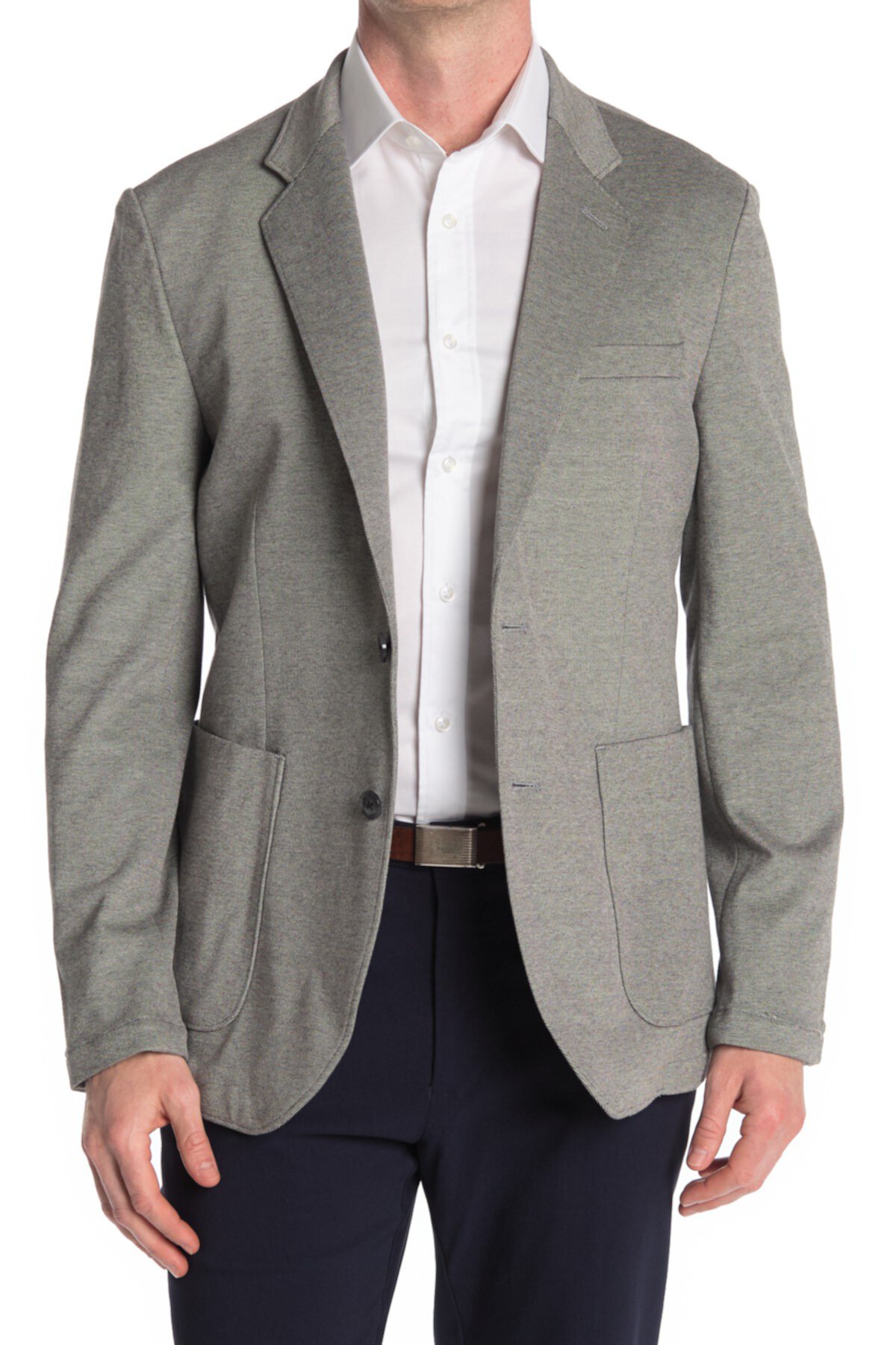 Серый пиджак с лацканами на двух пуговицах и меланжевым вырезом Birdseye Nordstrom Rack