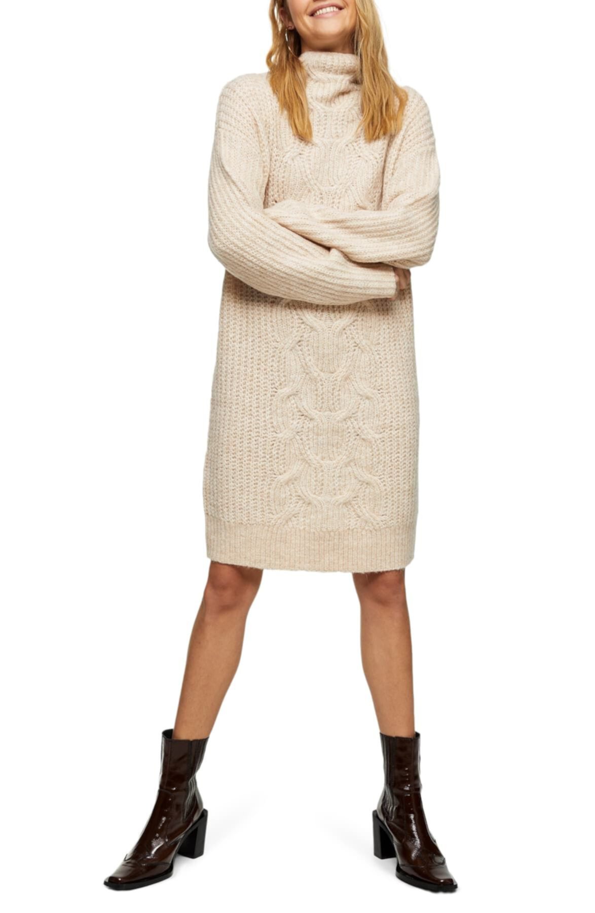 Платье-свитер с длинными рукавами и длинными рукавами по центру TOPSHOP