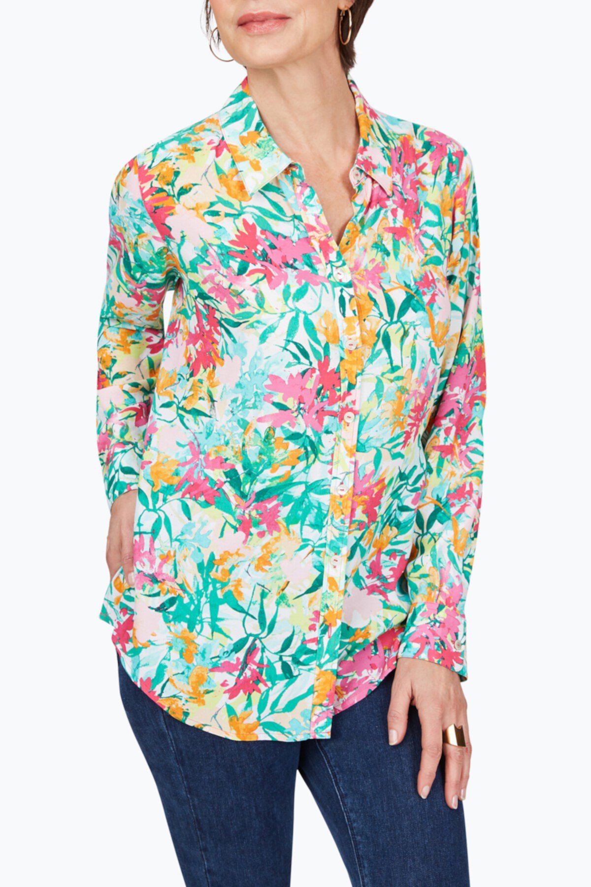 Рубашка с тропическим принтом Rhea Easy-Care FOXCROFT