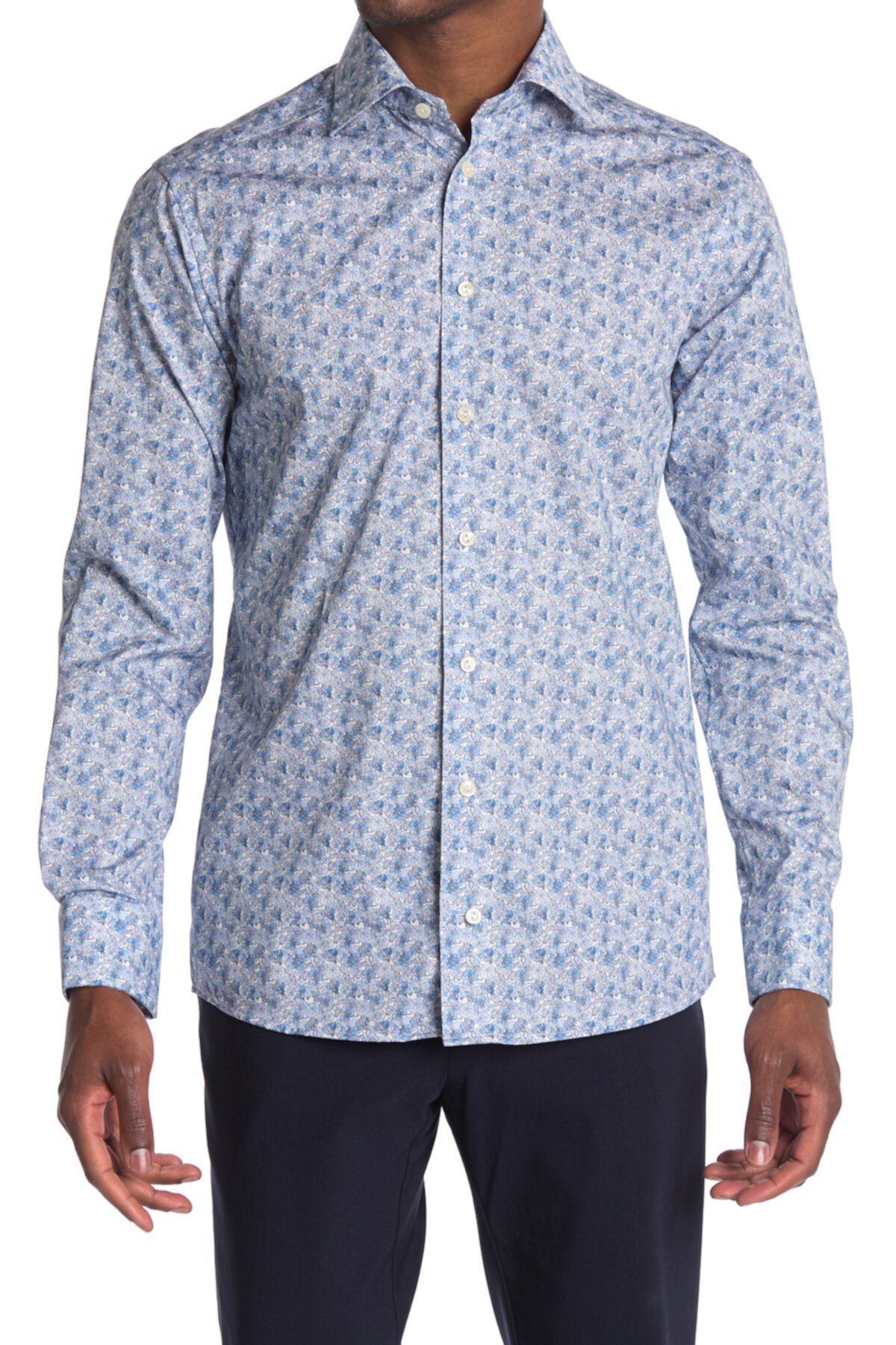 Приталенная рубашка с цветочным принтом Eton