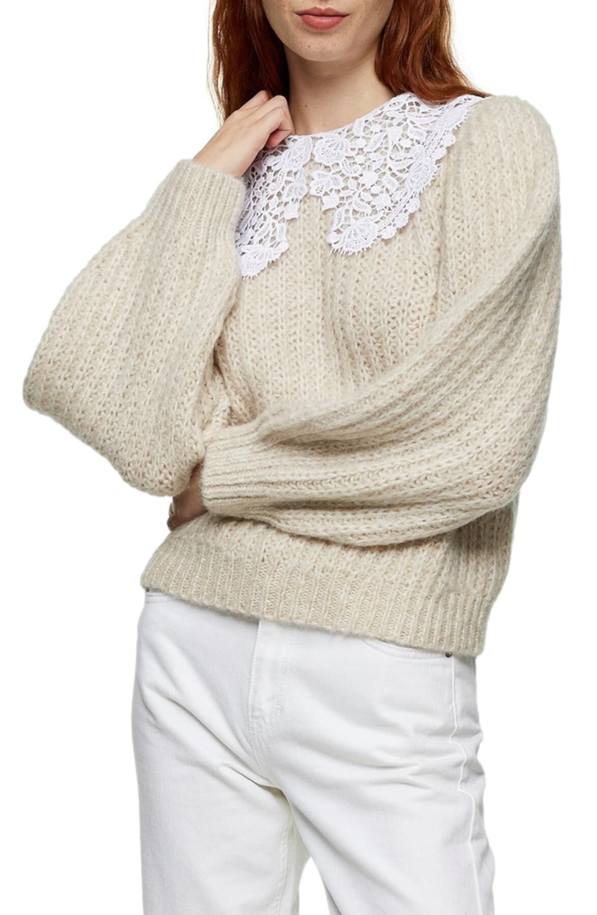 Crochet Collar Sweater TOPSHOP