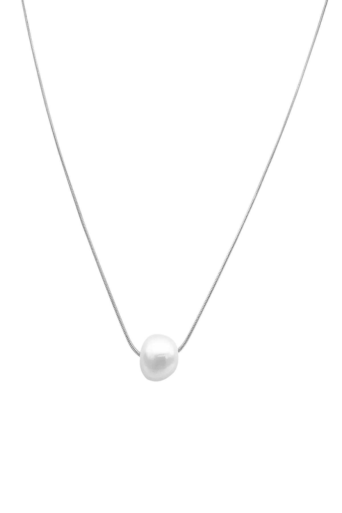Ожерелье с подвеской из пресноводного жемчуга с покрытием из белого родия 10 мм ADORNIA