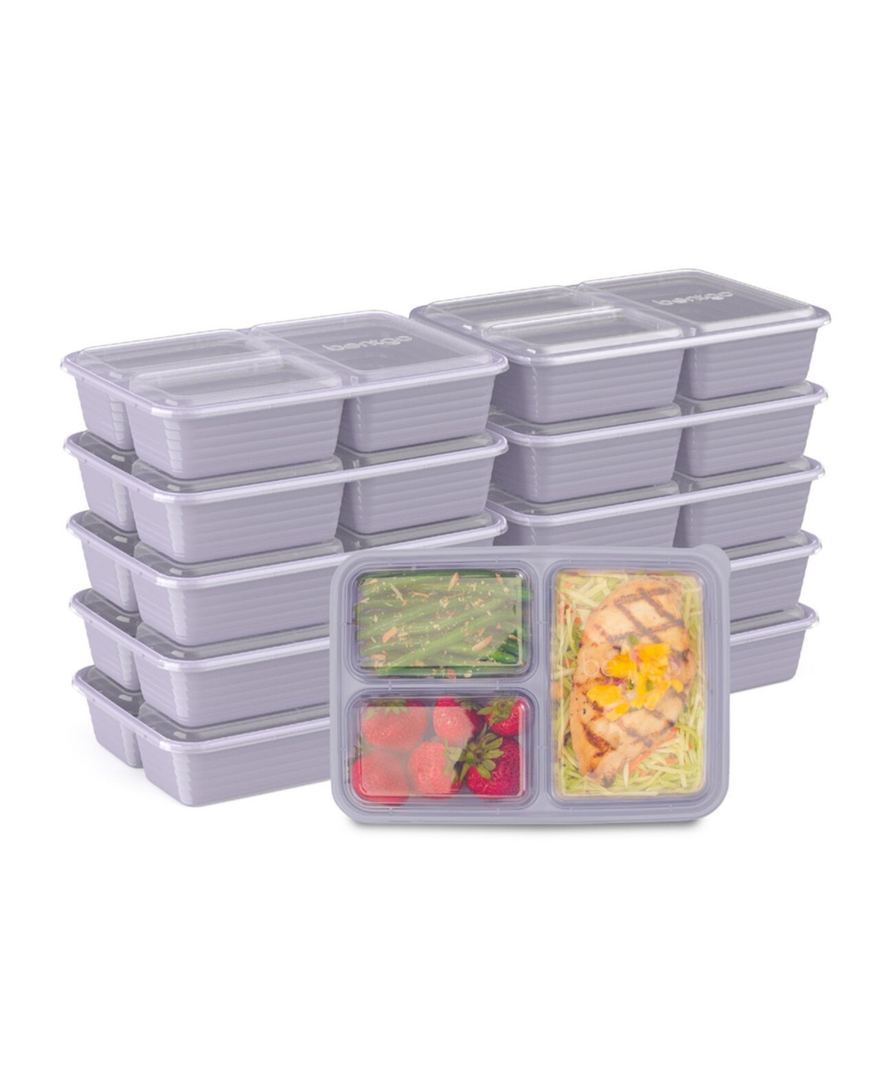 Контейнеры для хранения пищевых продуктов с 3 отделениями для приготовления еды, упаковка из 10 шт. Bentgo
