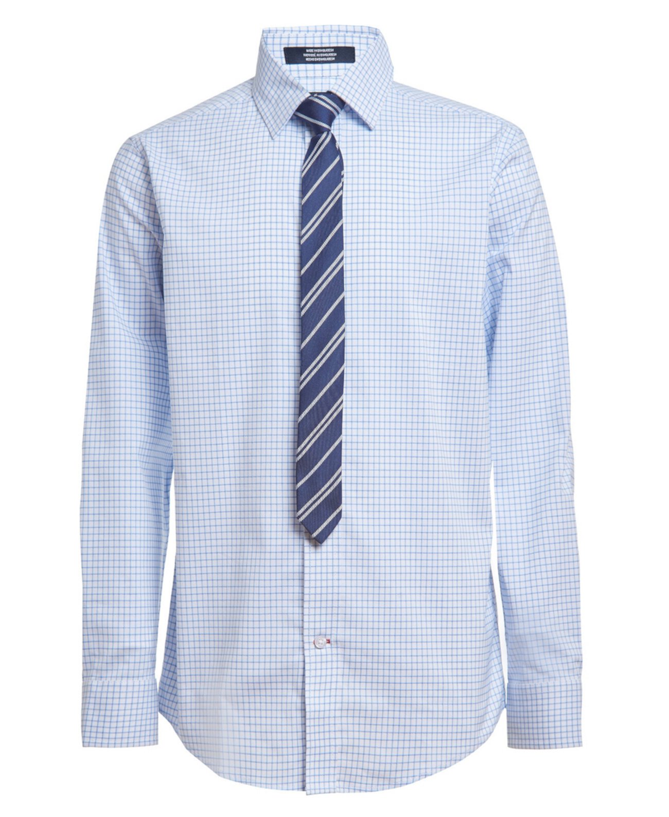 Рубашка и галстук Big Boys Stretch Shadow Grid, комплект из 2 предметов Tommy Hilfiger