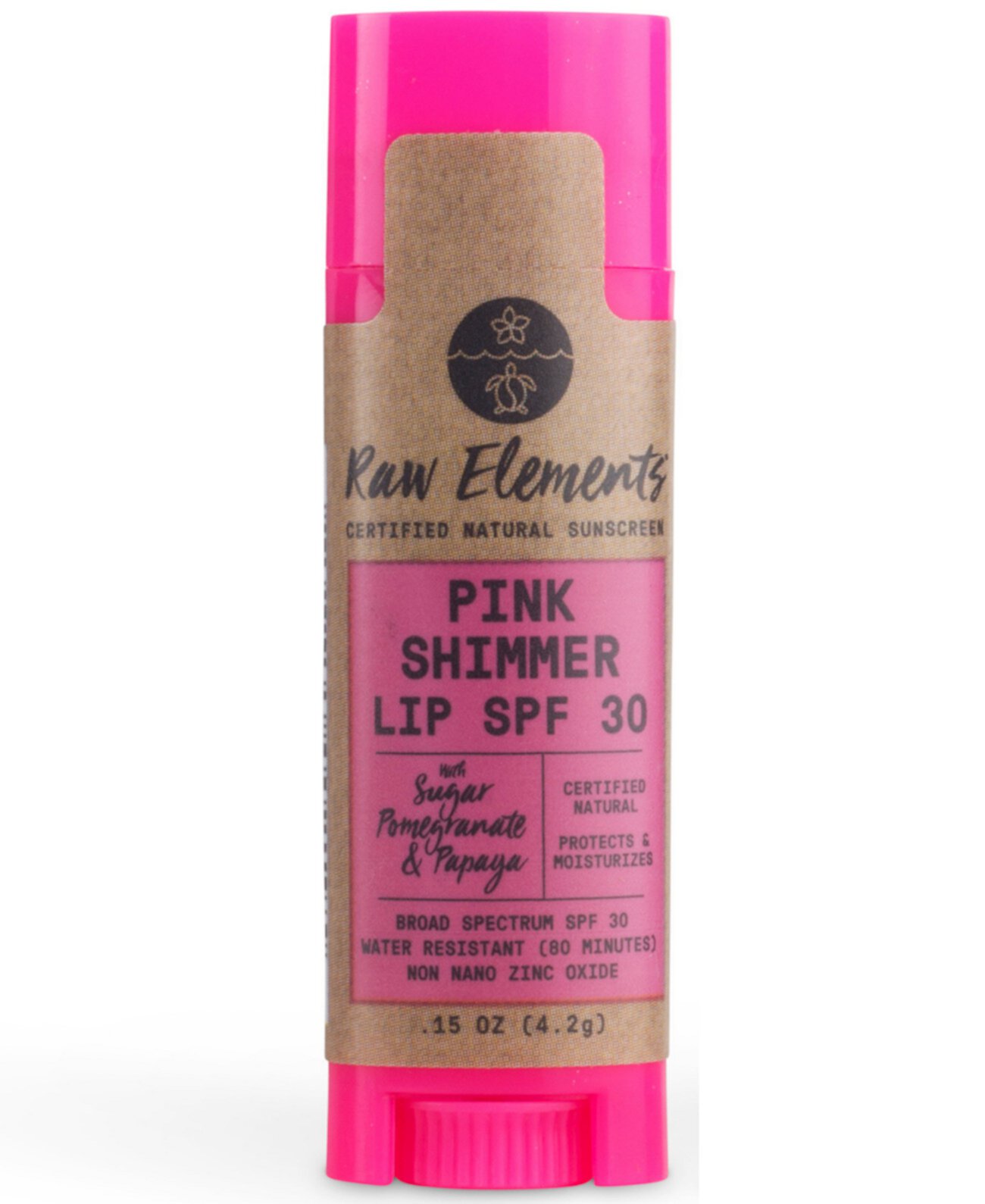 Pink Shimmer Natural Солнцезащитный крем для губ SPF 30 Raw Elements