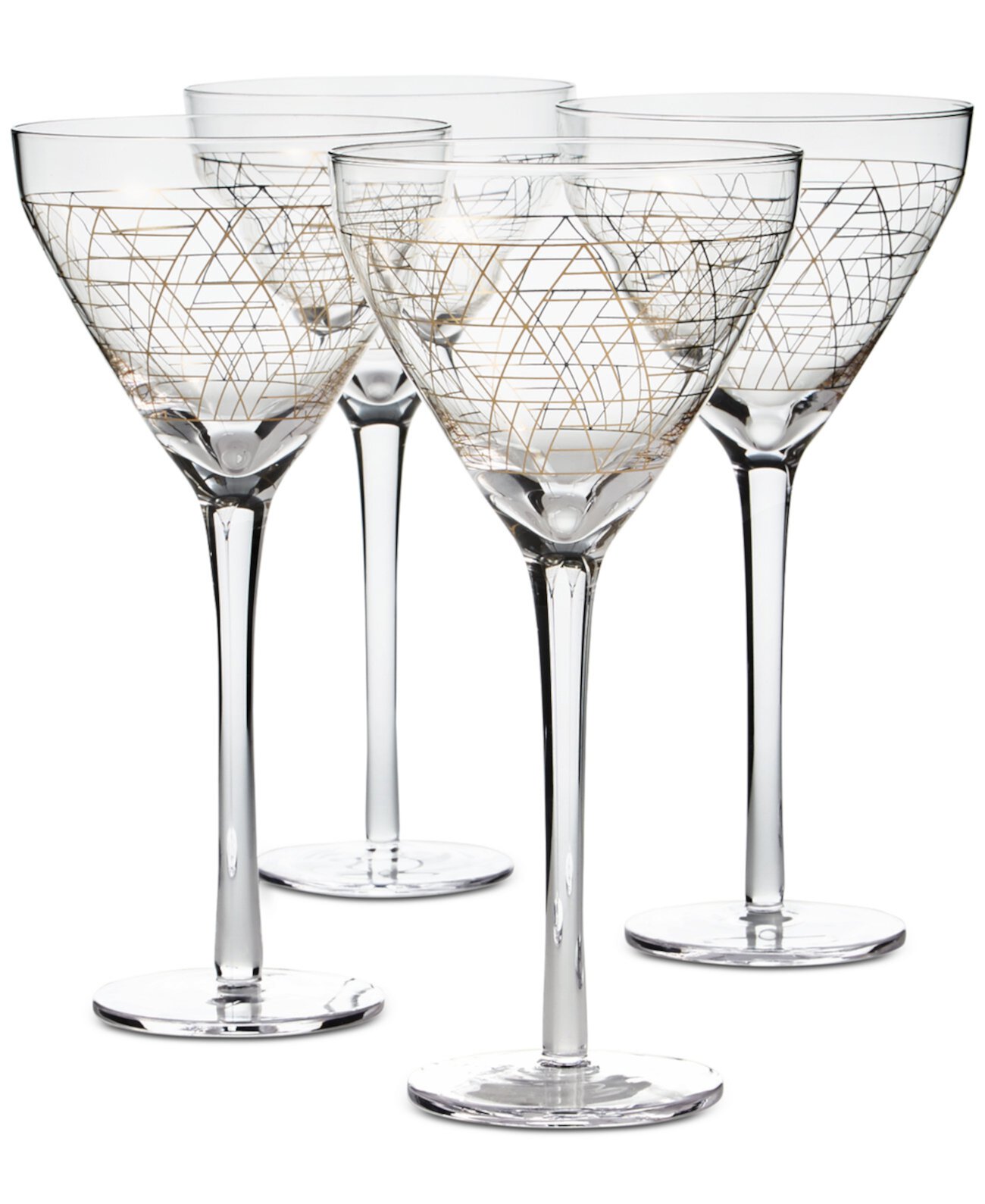 Очки для мартини с золотой декалью, набор из 4 штук, создано для Macy's Hotel Collection