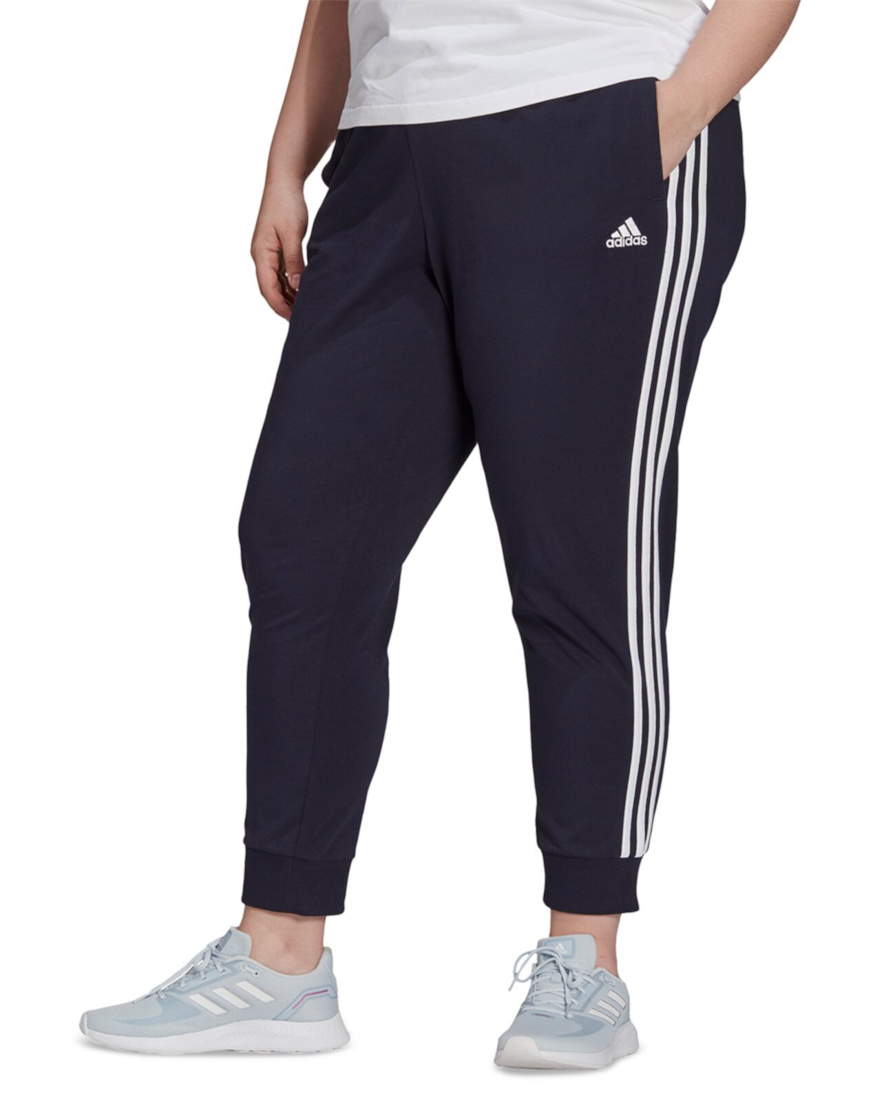 Зауженные брюки Essentials больших размеров с 3 полосками Adidas