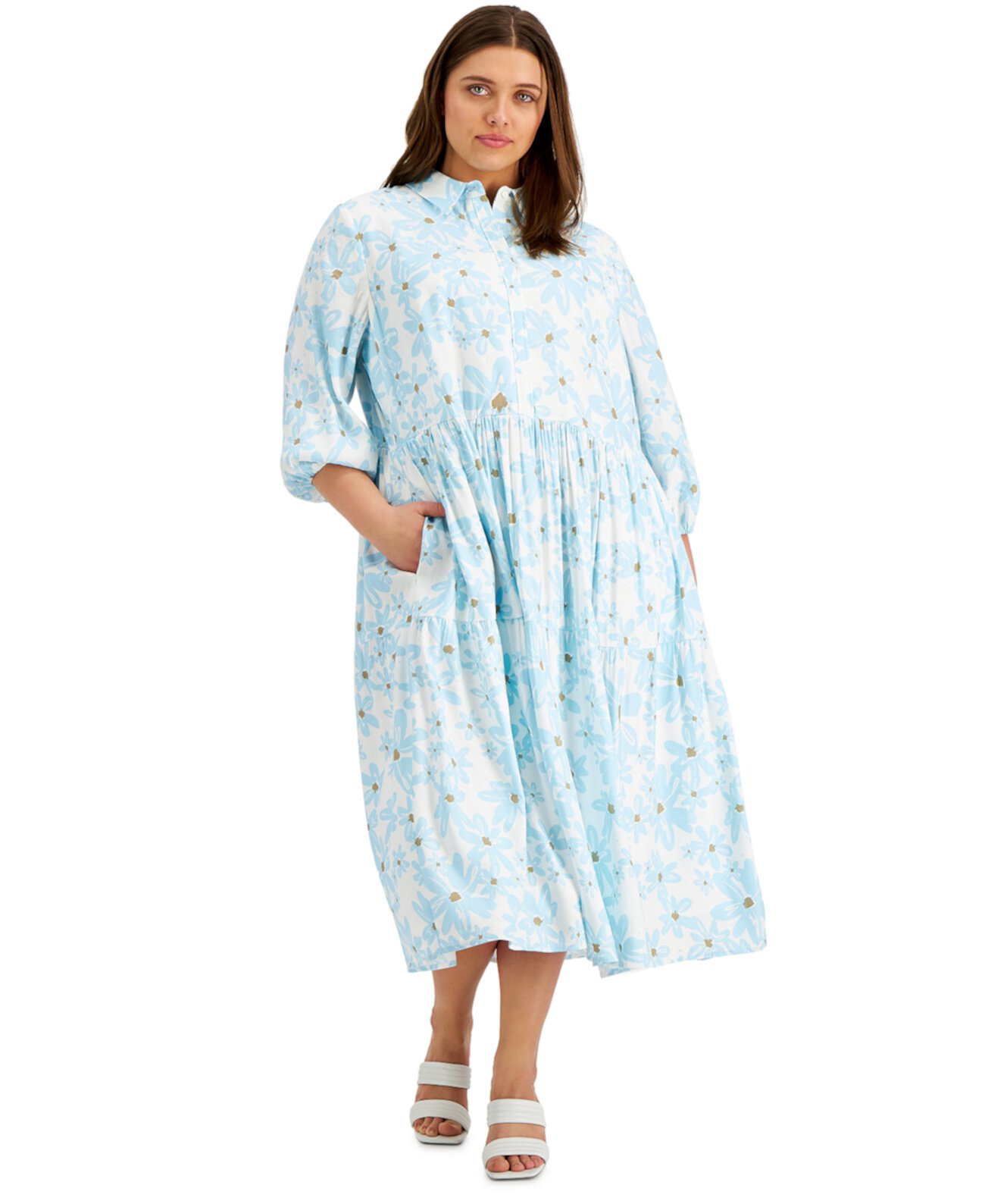 Платье миди большого размера с цветочным принтом, созданное для Macy's Alfani
