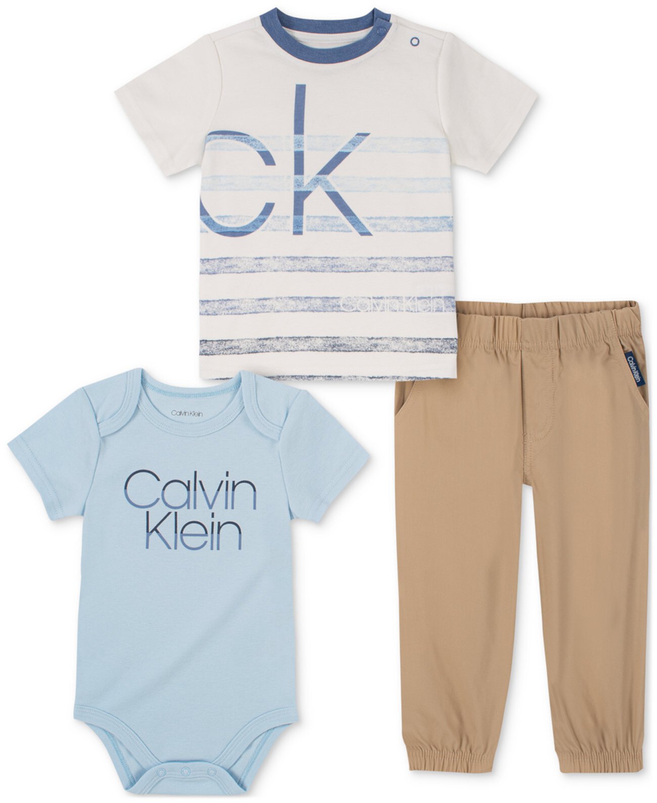 Baby Boys 3 шт. Комплект футболки, боди и брюк Calvin Klein