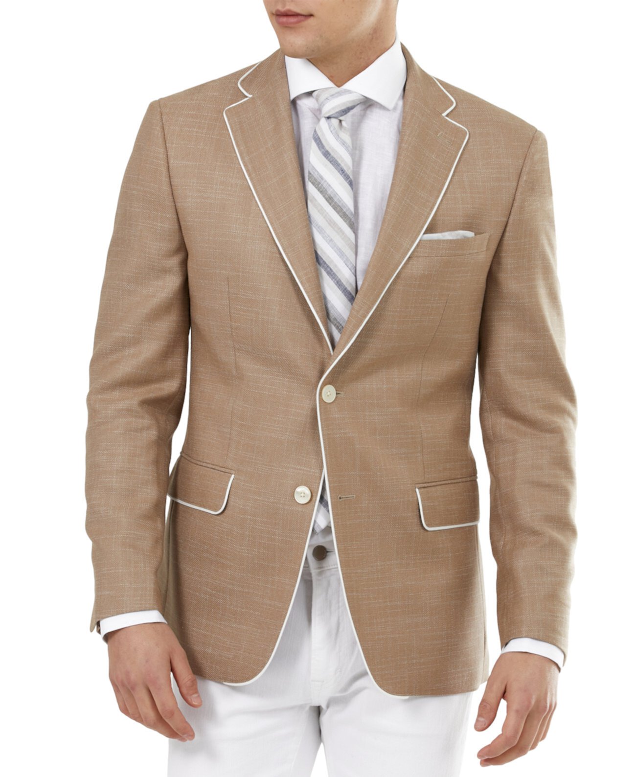 Мужской приталенный светло-коричневый пиджак из плотной ткани Tallia