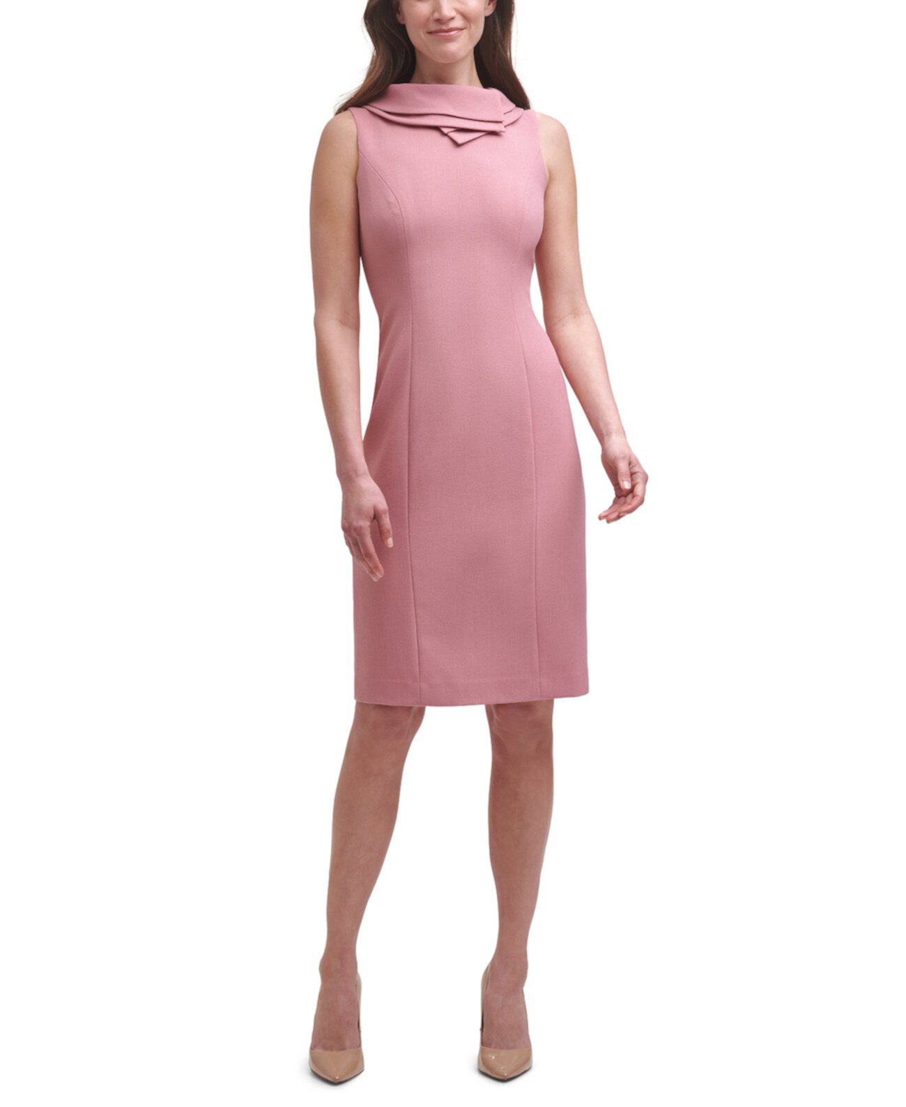Платье-футляр без рукавов с двойным воротником HARPER ROSE