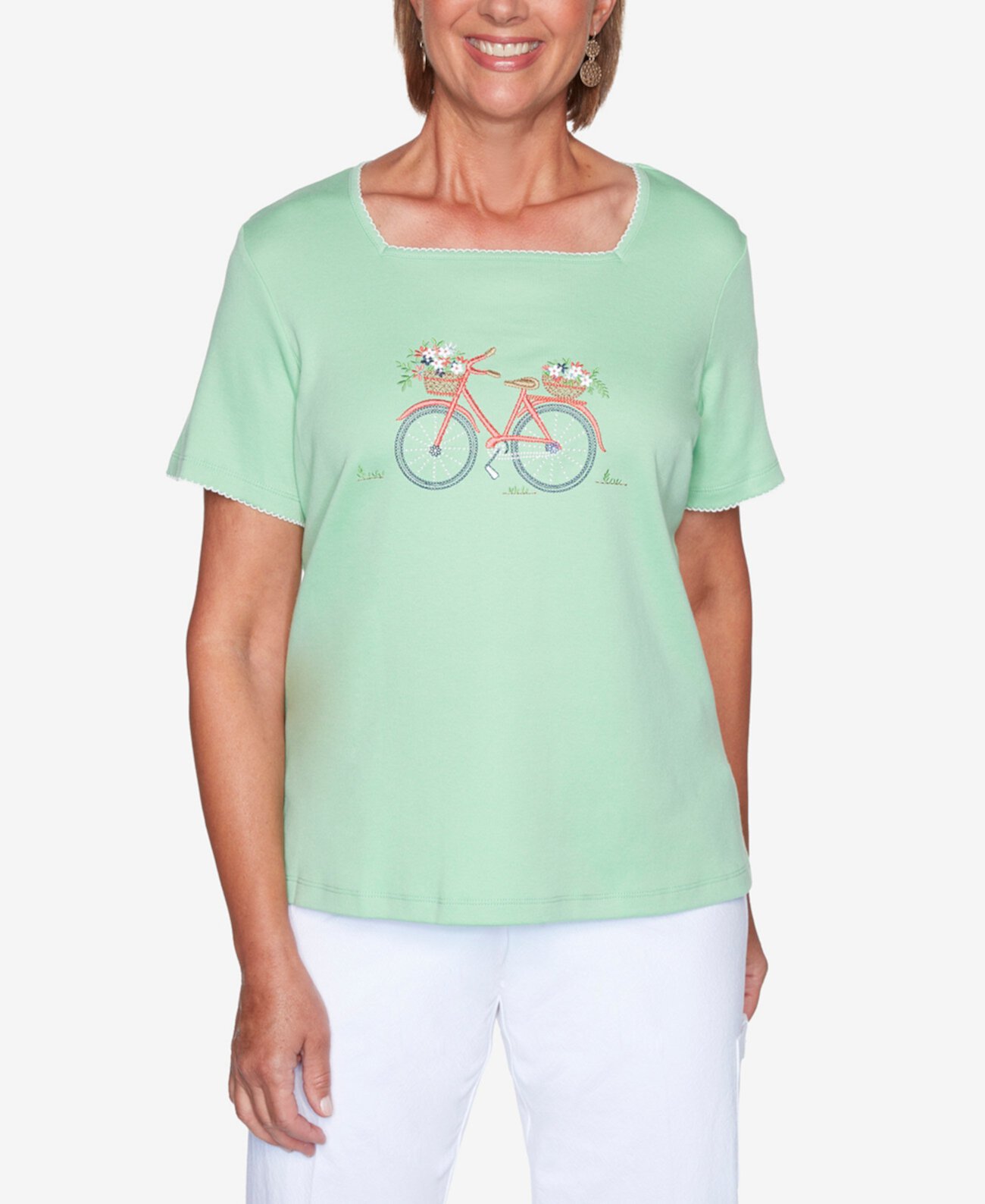Женский велосипедный топ с вышивкой Missy Island Hopping Alfred Dunner
