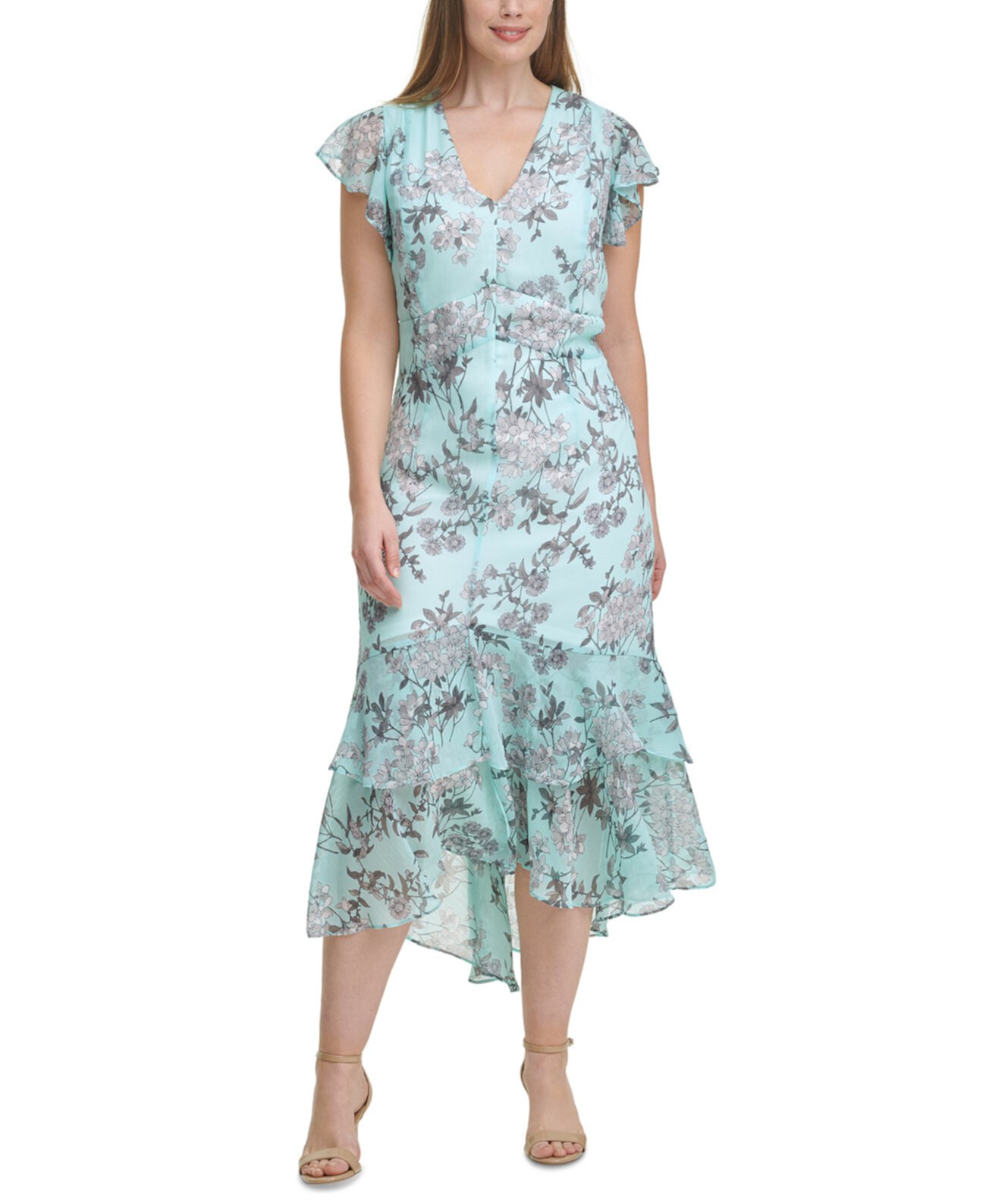 Платье миди из шифона с цветочным рисунком больших размеров Tommy Hilfiger