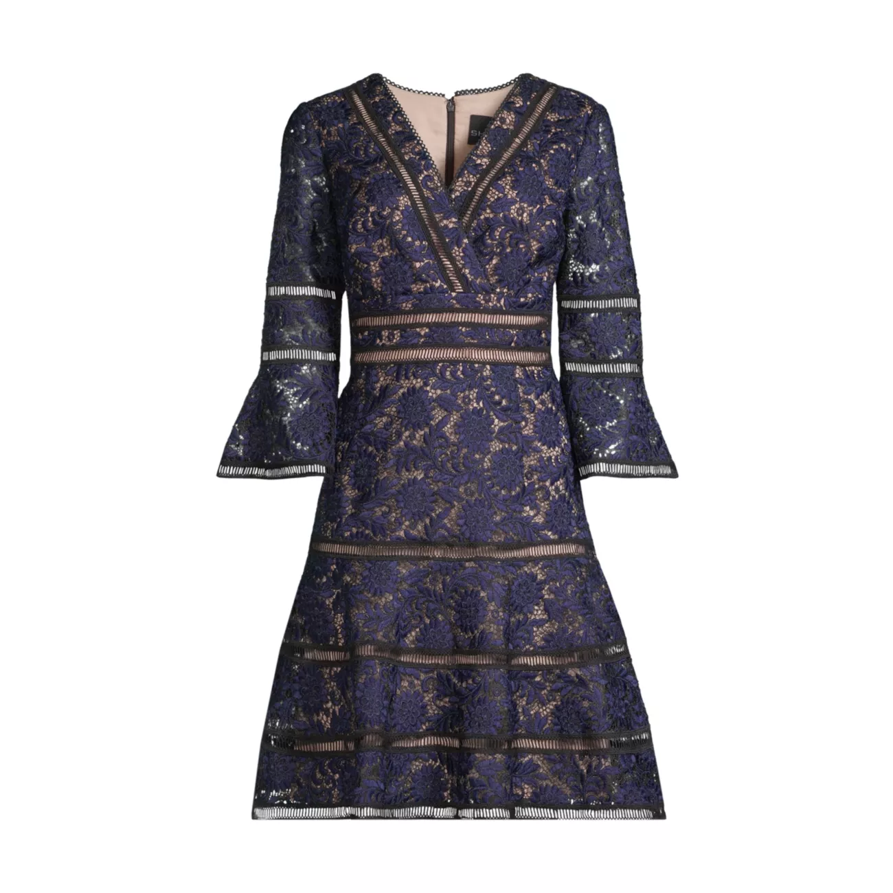 Жаккардовое платье трапециевидной формы с кружевной отделкой и цветочным принтом SHANI