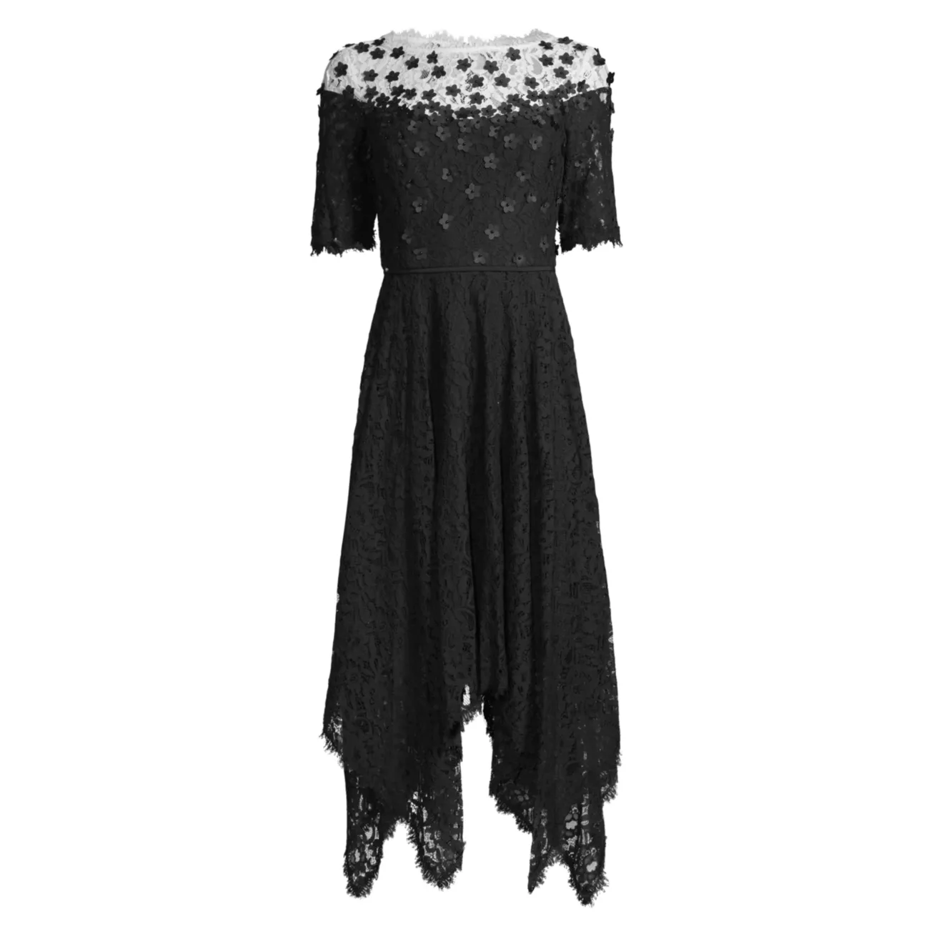 Кружевное платье трапециевидной формы с цветочной аппликацией SHANI