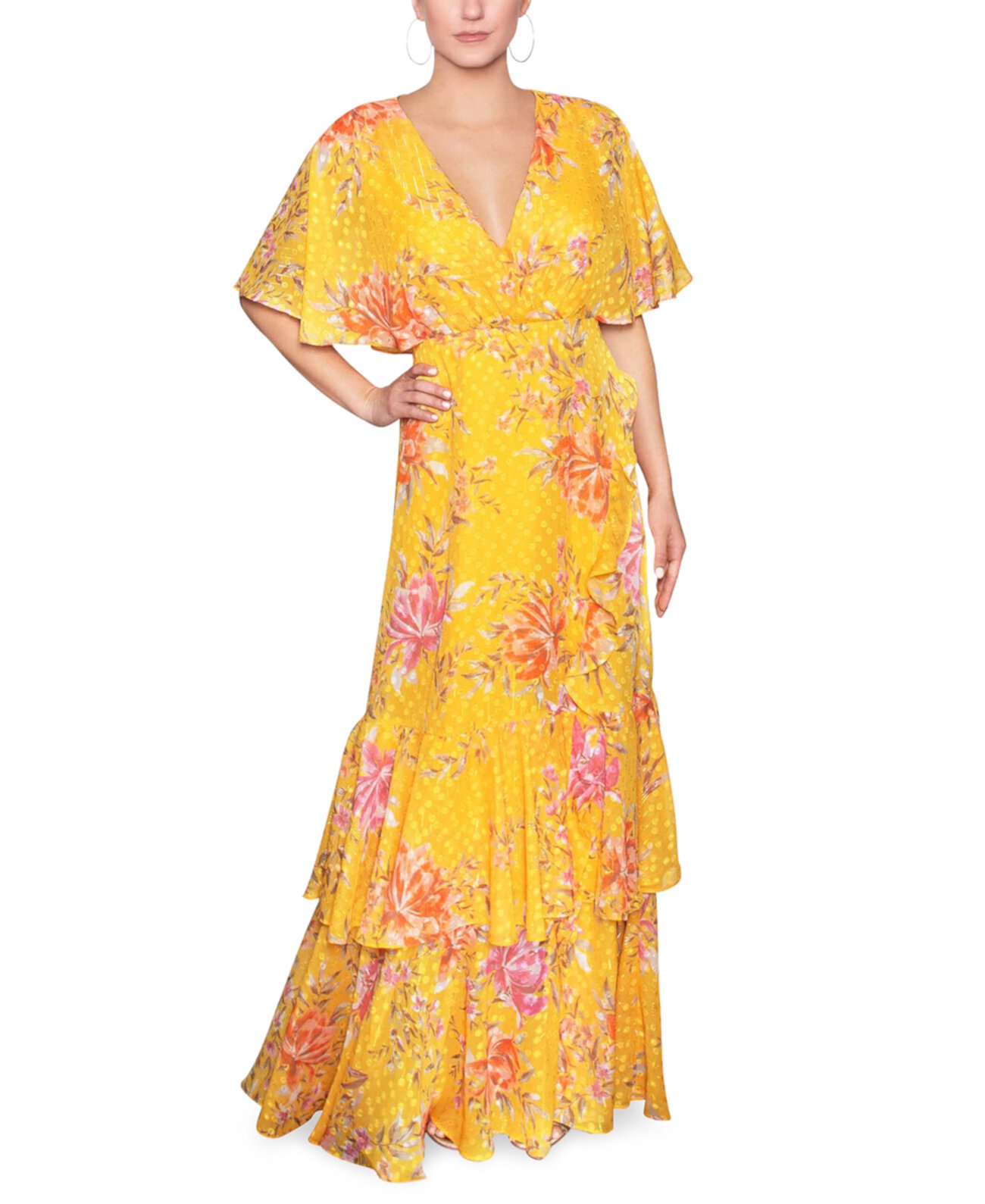 Макси-платье с цветочным принтом и накидкой на спине RACHEL Rachel Roy
