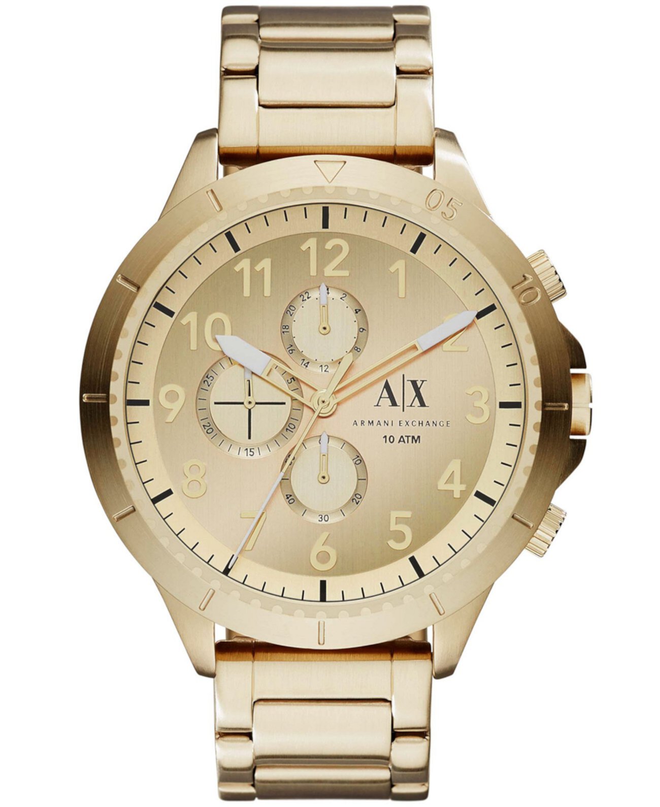 Мужские часы с хронографом золотистого цвета из нержавеющей стали с браслетом 50 мм Armani