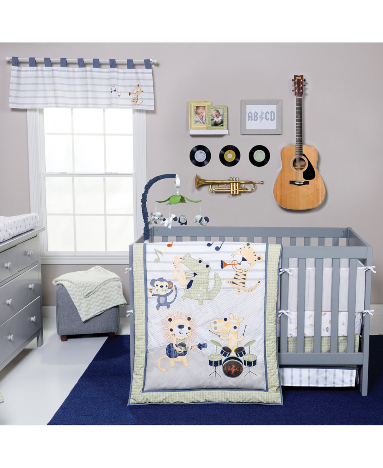 Комплект постельного белья для детской кроватки из 6 предметов Safari Rock Band Trend Lab