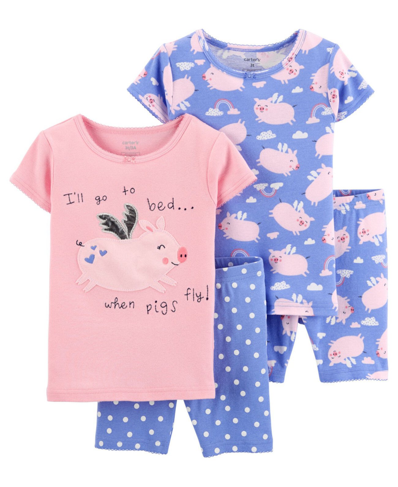Хлопковые пижамы со свиньей для новорожденных, 4 шт. Carter's