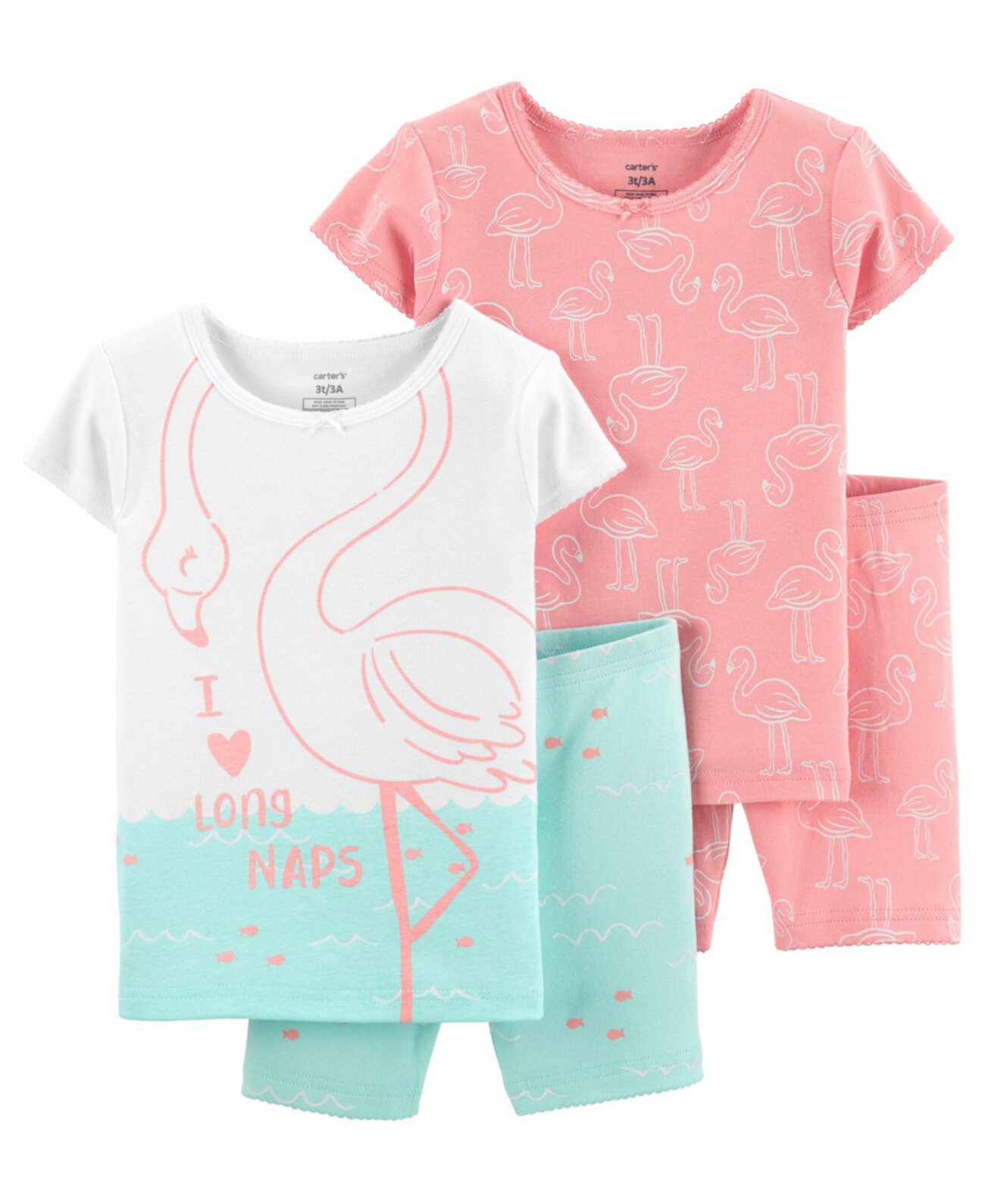 Хлопковые пижамы с фламинго для маленьких девочек, 4 шт. Carter's