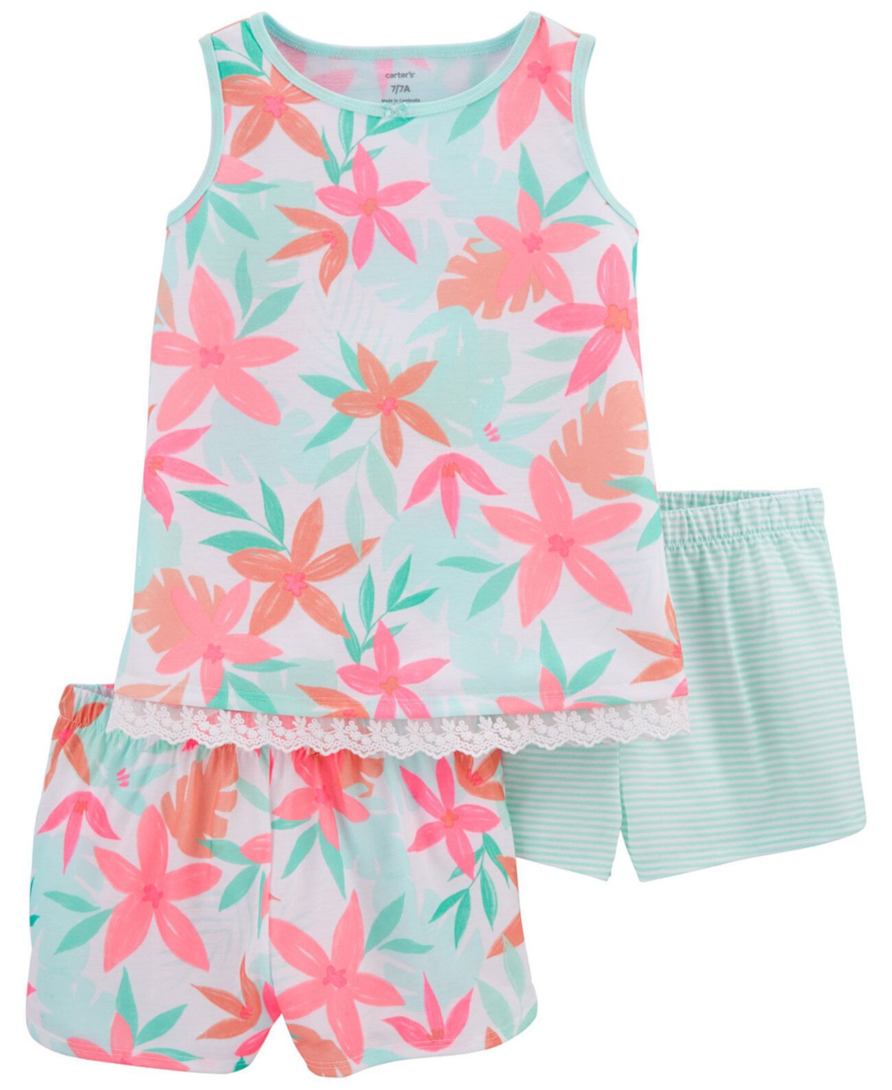 Тропические пижамы свободного кроя для маленьких девочек, 3 шт. Carter's