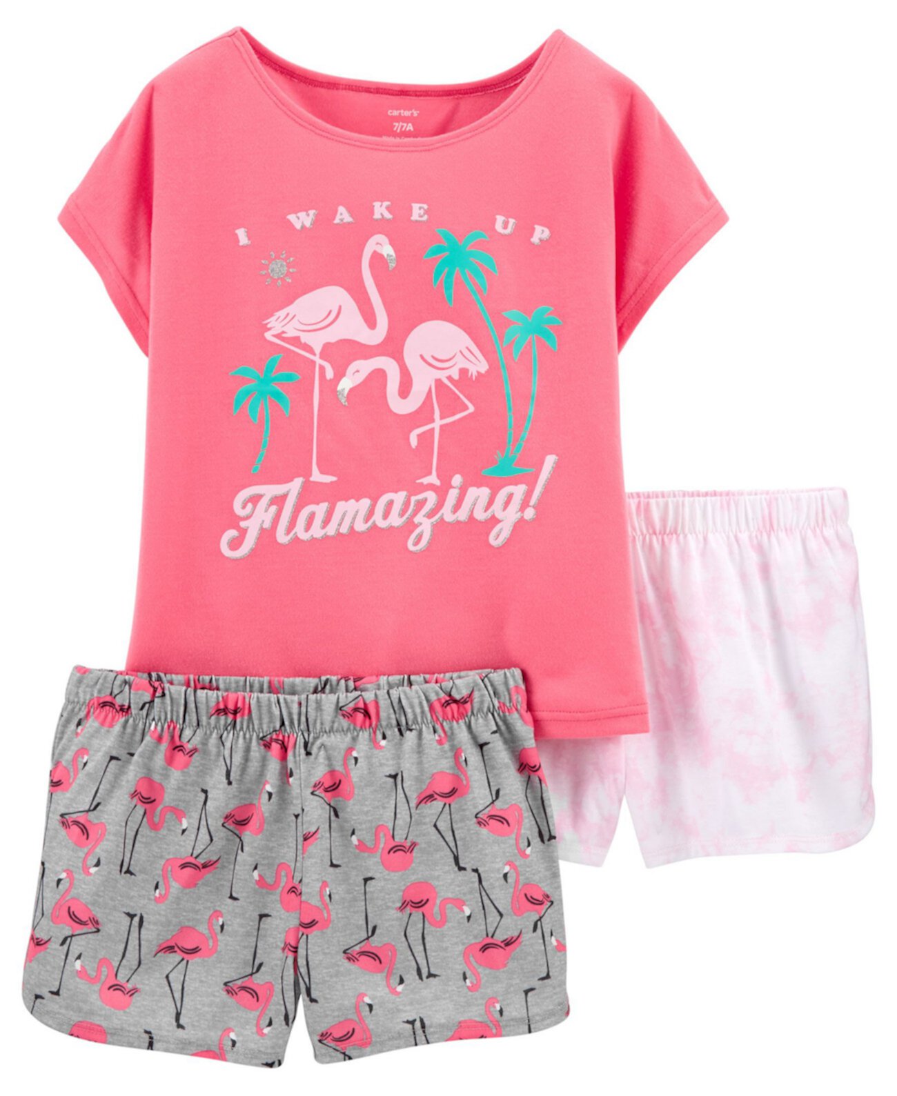 Пижамы свободного кроя Little Girls Flamingo, 3 шт. Carter's