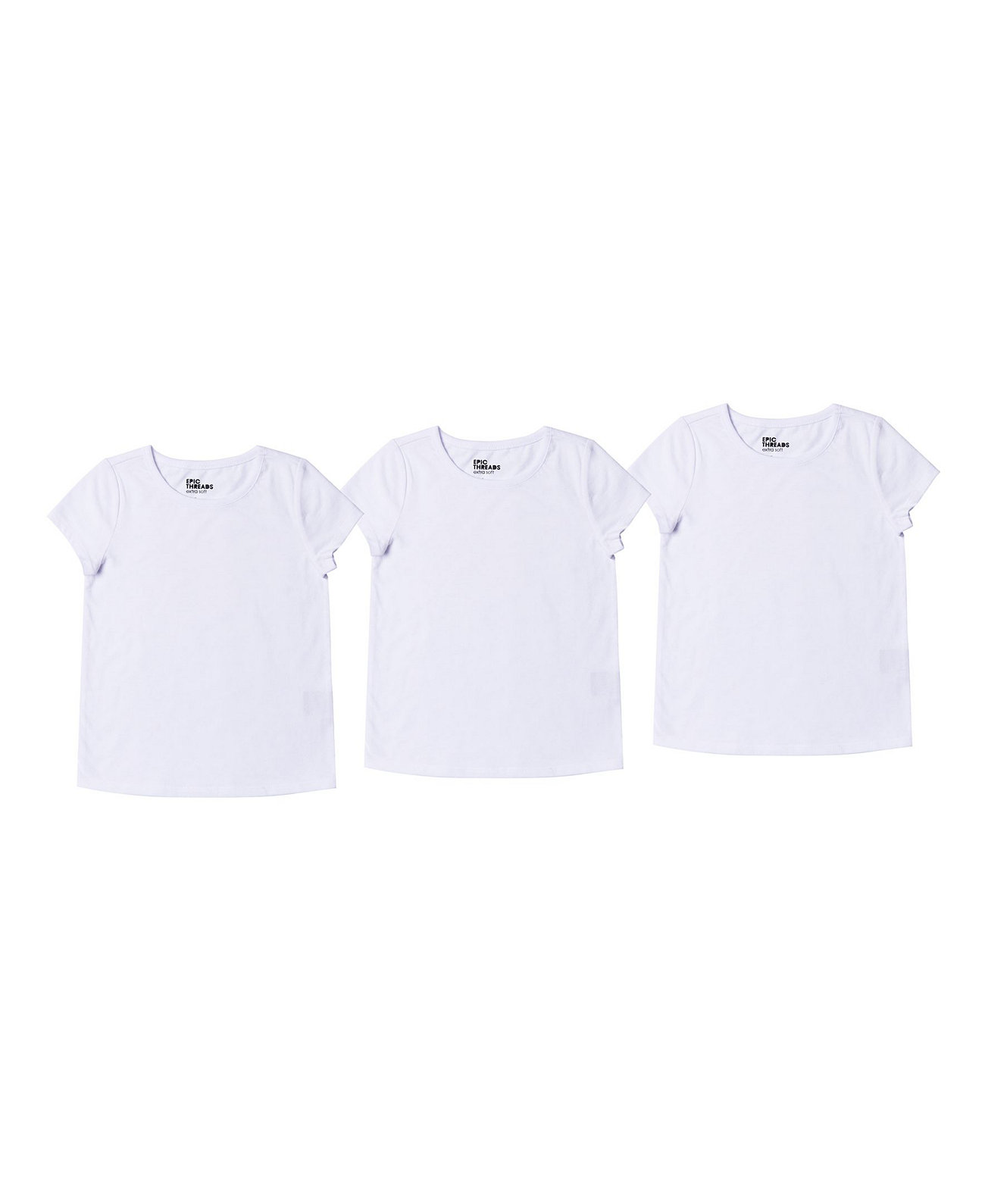 Комплект однотонной базовой футболки для больших девочек, набор из 3 шт. Epic Threads