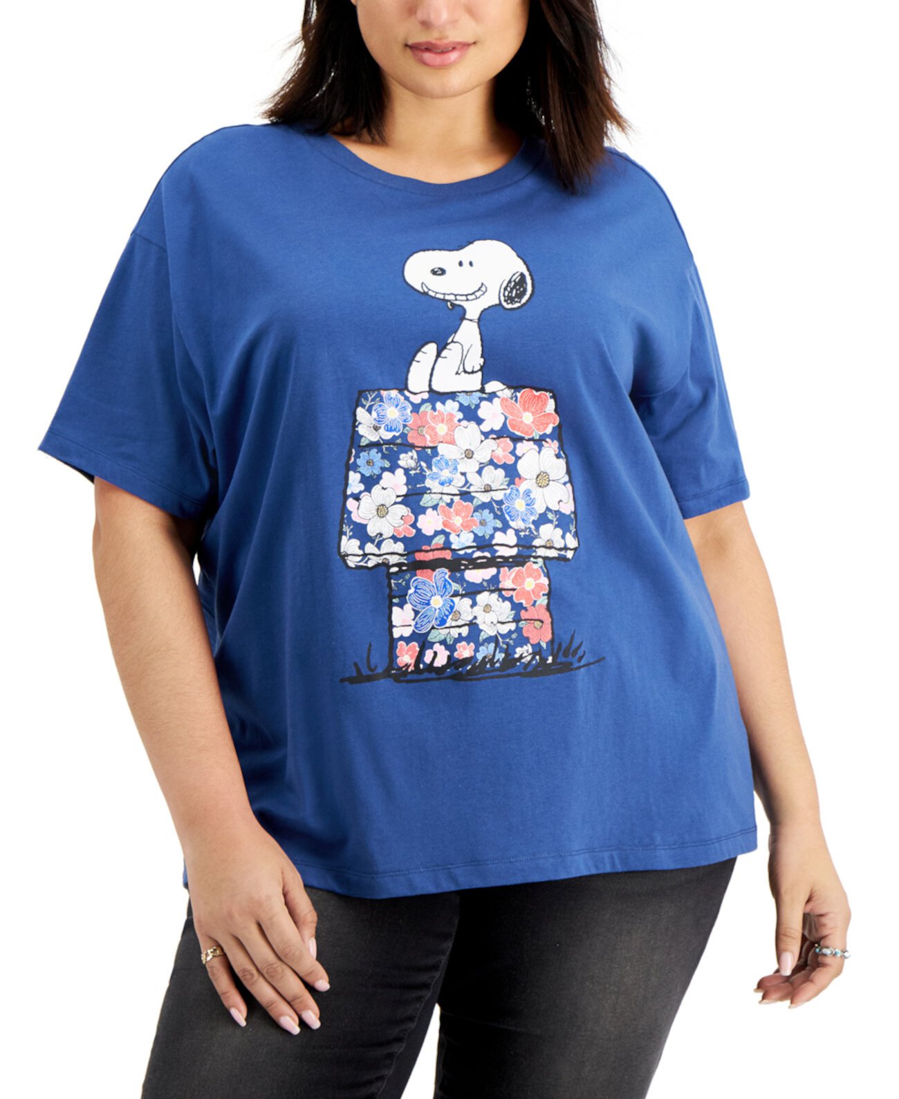Модная футболка больших размеров с принтом Snoopy с цветочным принтом и домашним рисунком Freeze 24-7