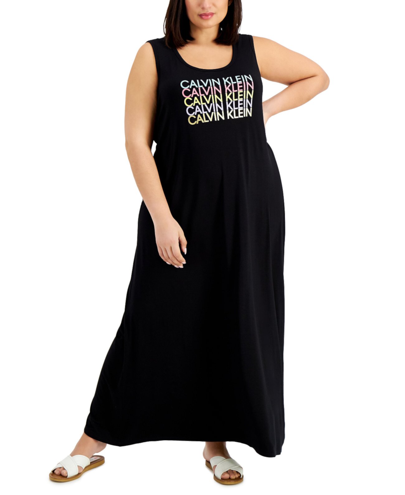 Макси-платье больших размеров с логотипом и графикой Calvin Klein