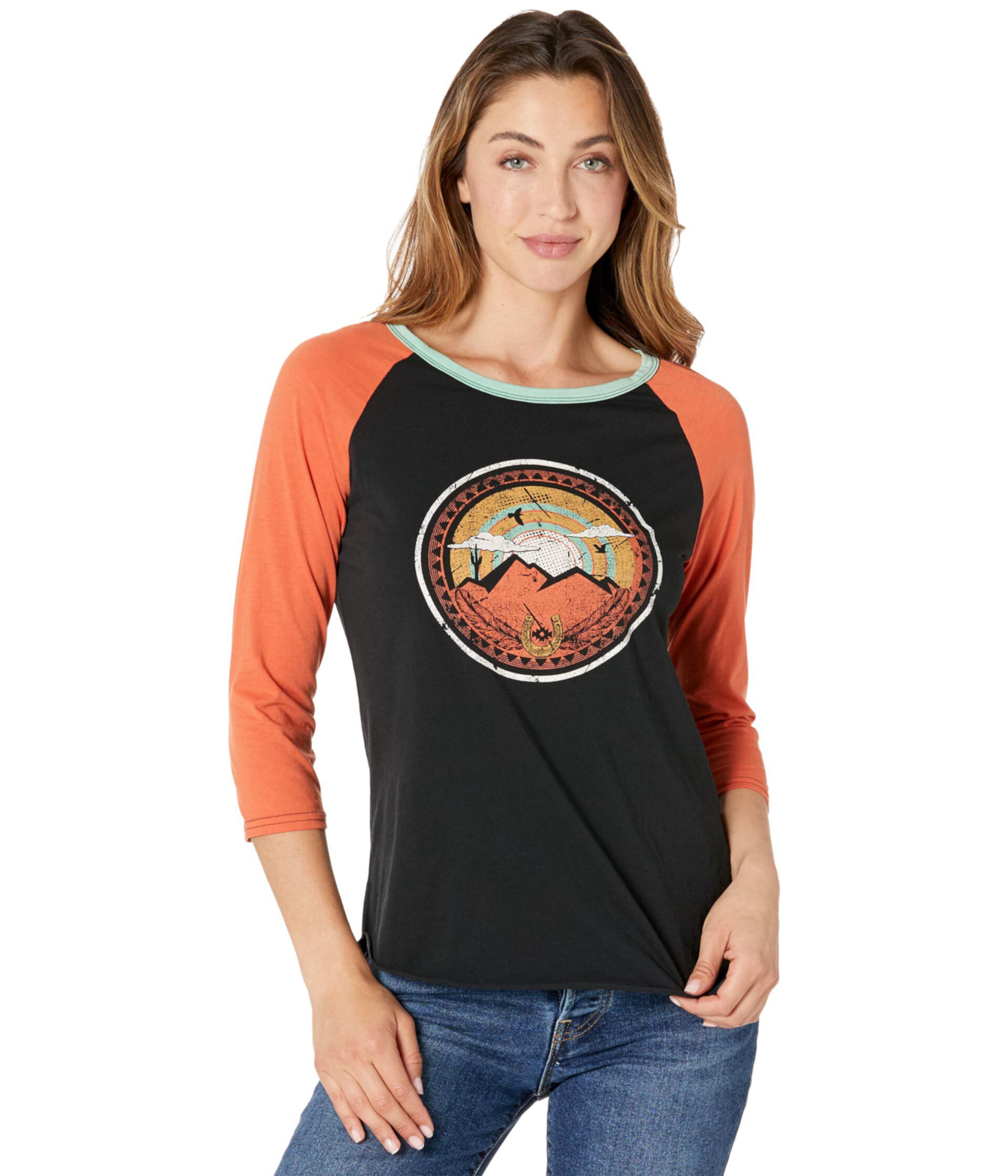 Рубашка с бейсбольным рукавом с рисунком 48T8414 Rock and Roll Cowgirl