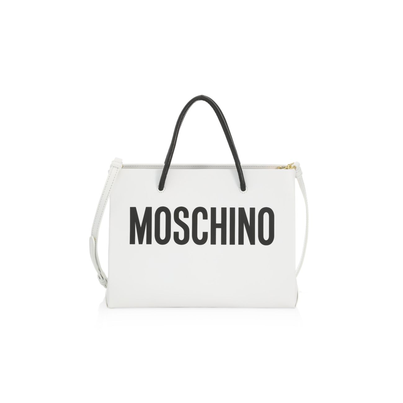 Кожаная сумка-тоут с логотипом Moschino